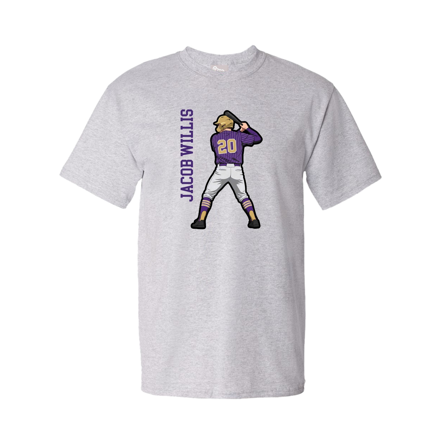 Youth Tee — Name Vertical in Grey