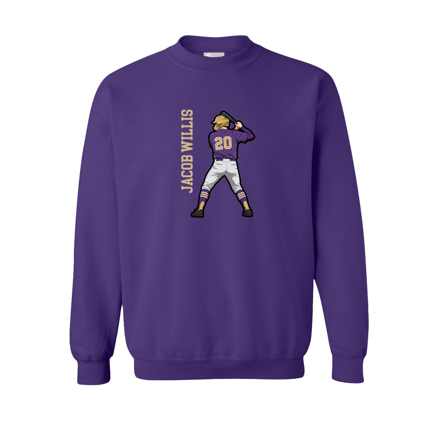 Fleece Crew — Name Vertical in Purple