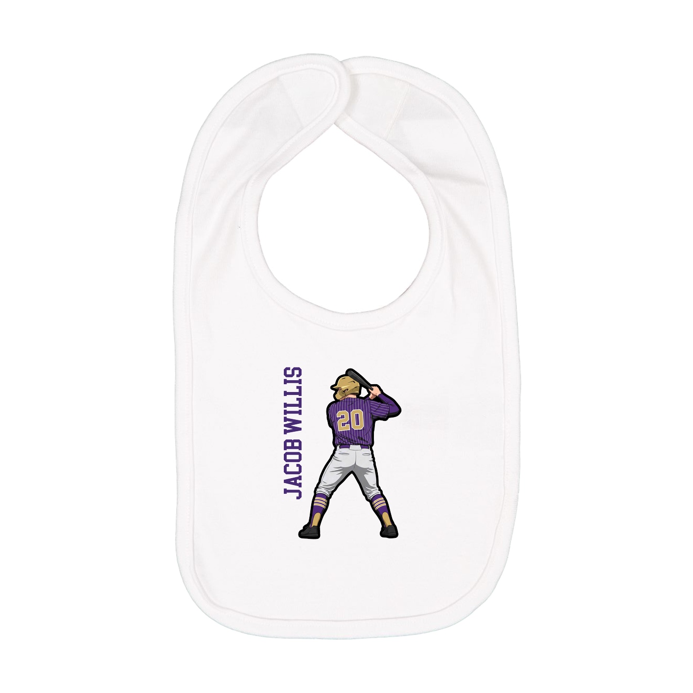 Infant Bib — Name Vertical in White