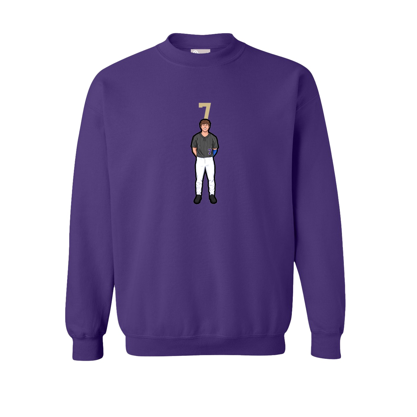 Fleece Crew — Number Top in Purple
