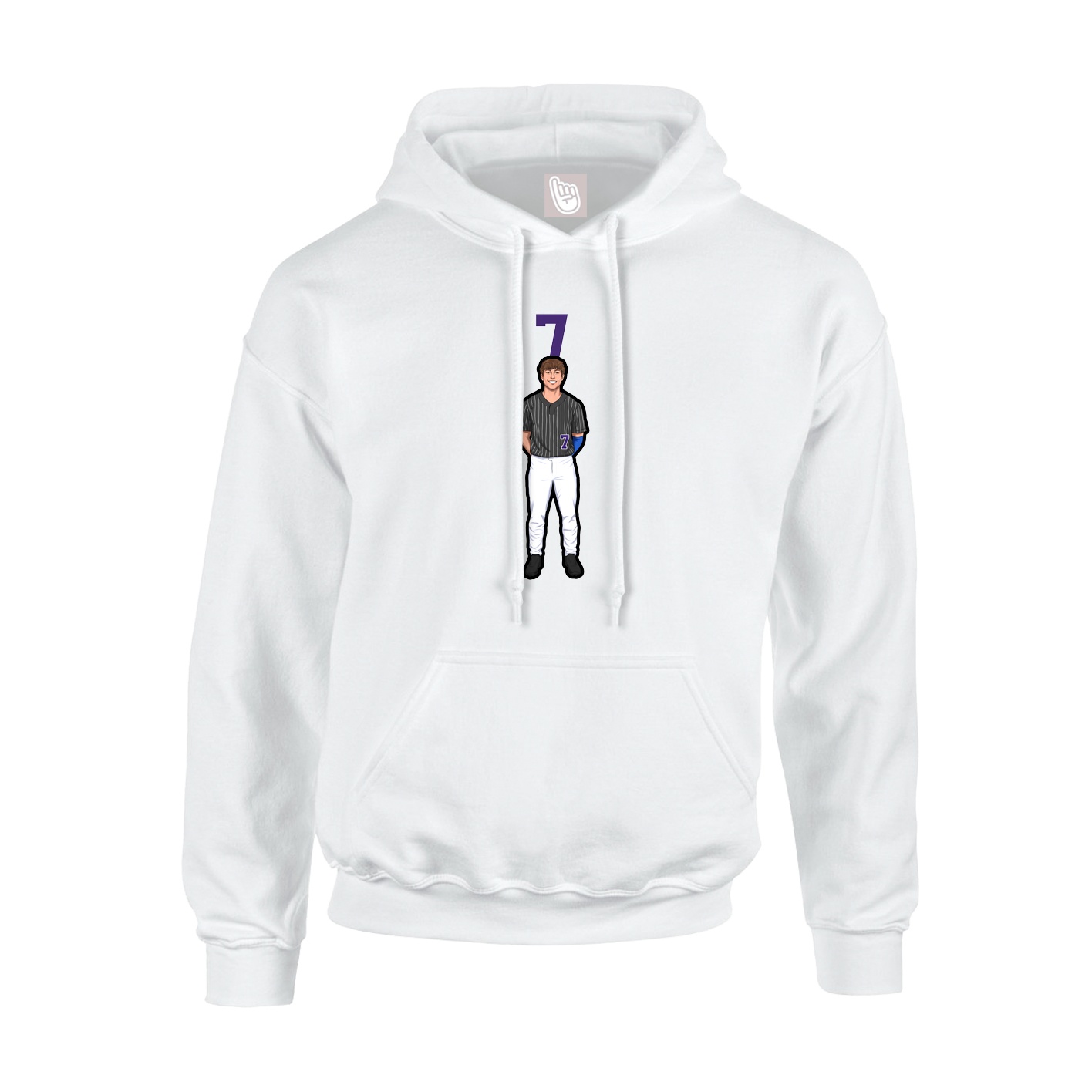 Youth Hoodie — Number Top in White