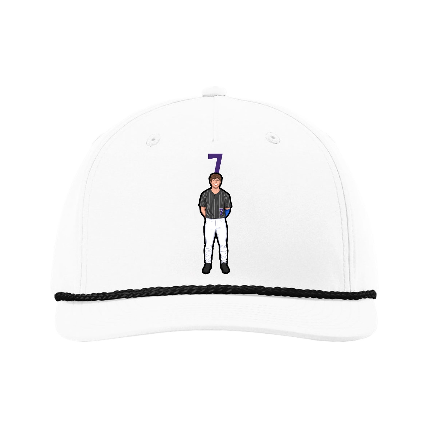 Five-Panel Classic Rope Cap — Number Top in White