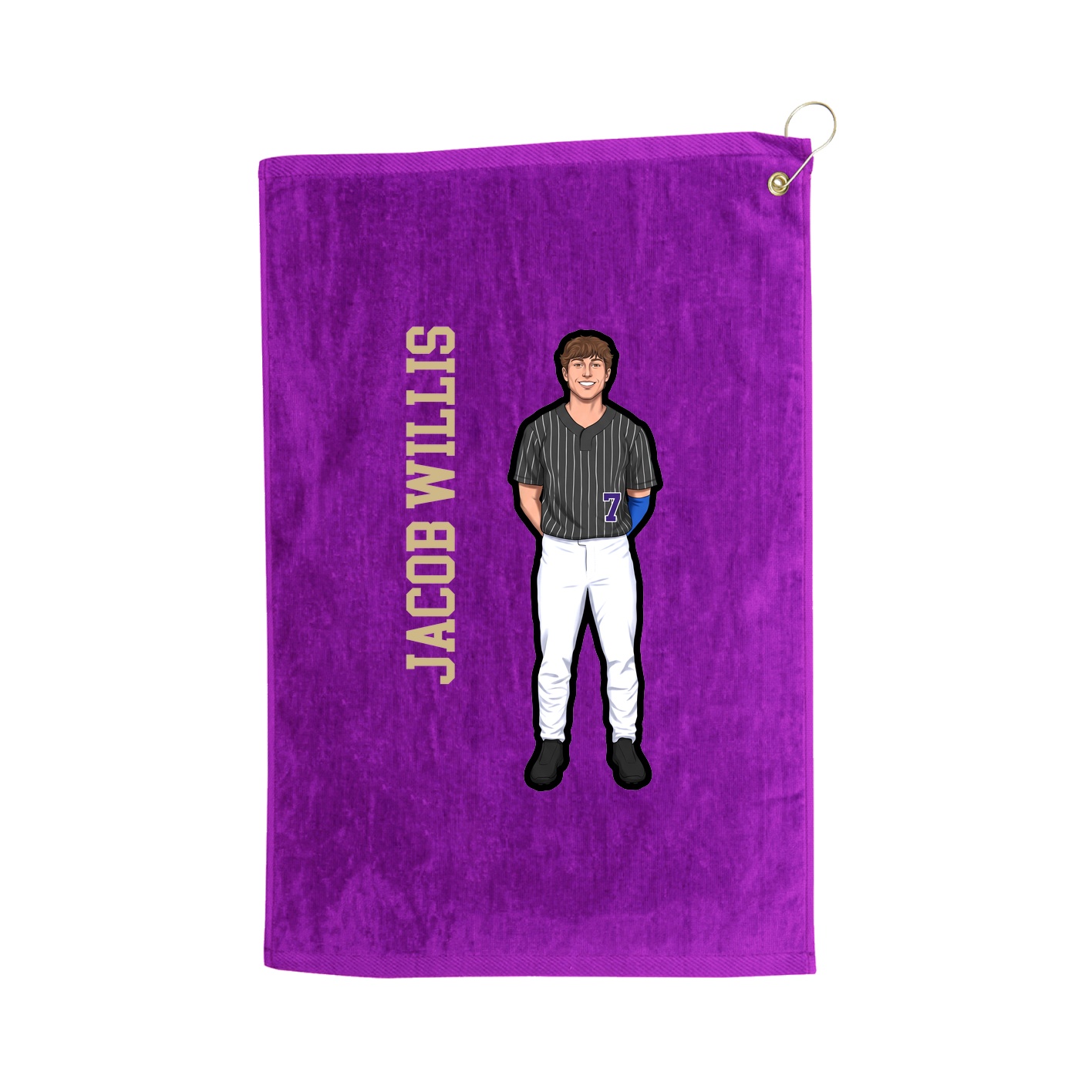 Golf Towel — Name Vertical in Purple