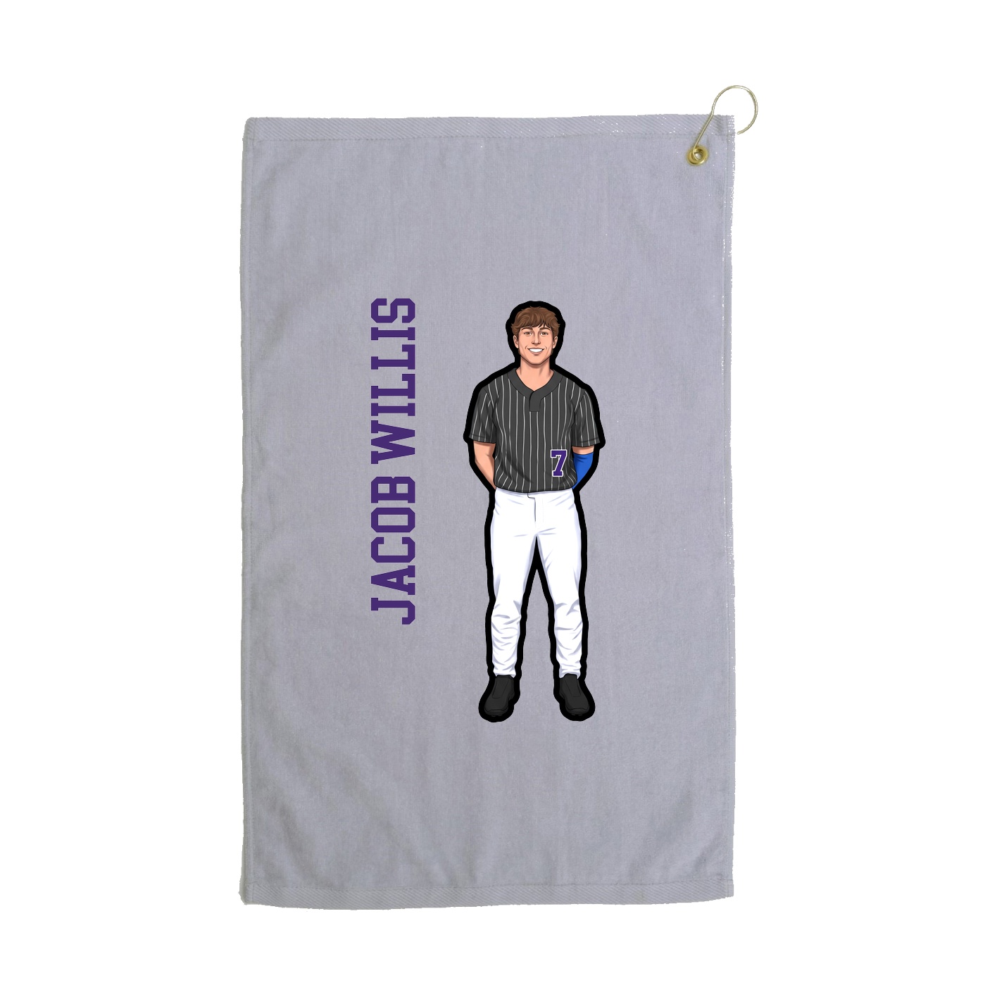 Golf Towel — Name Vertical in Grey