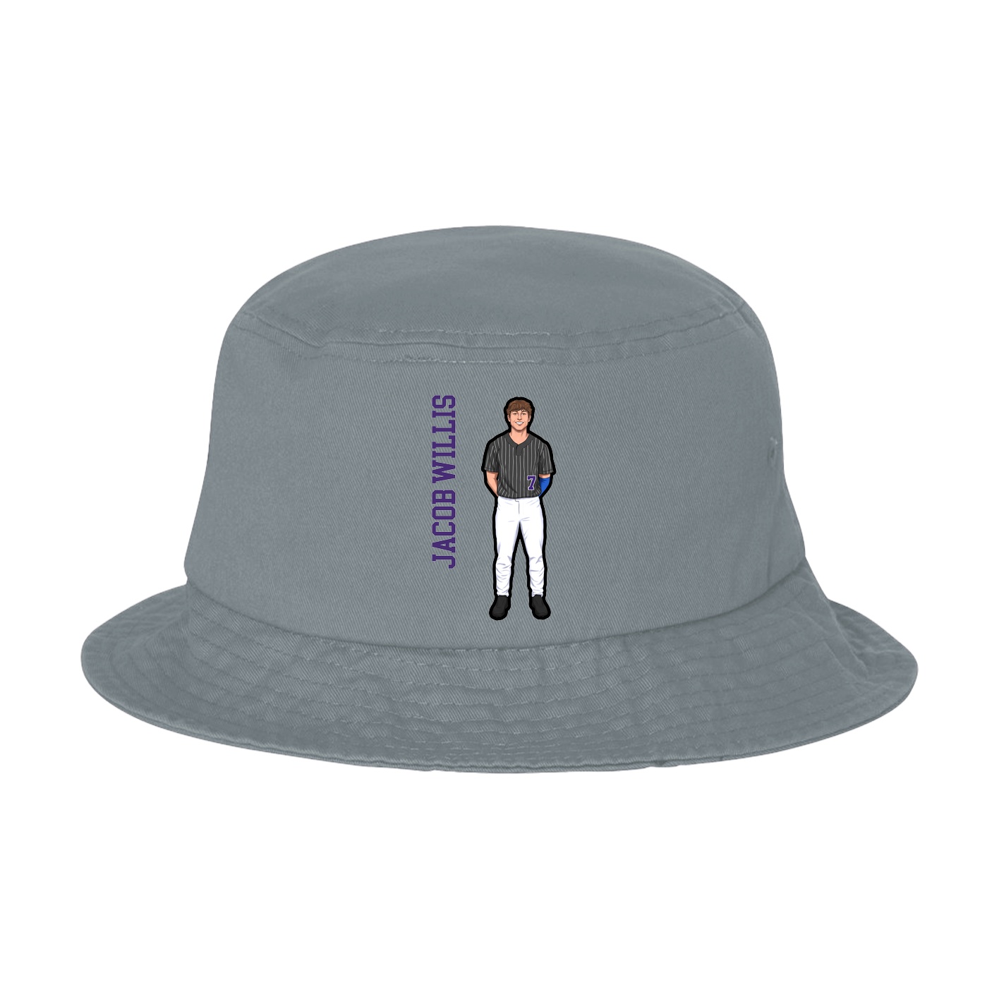 Bucket Cap — Name Vertical in Grey