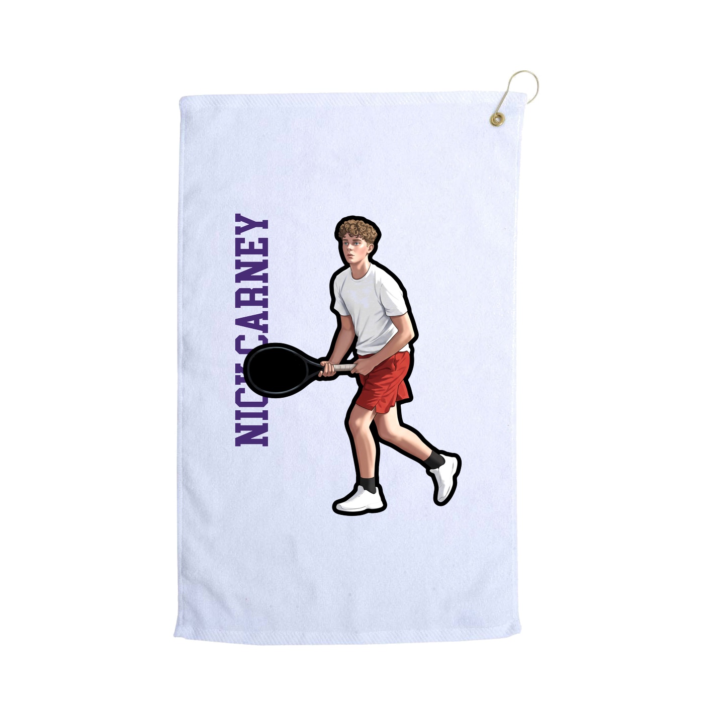 Golf Towel — Name Vertical in White