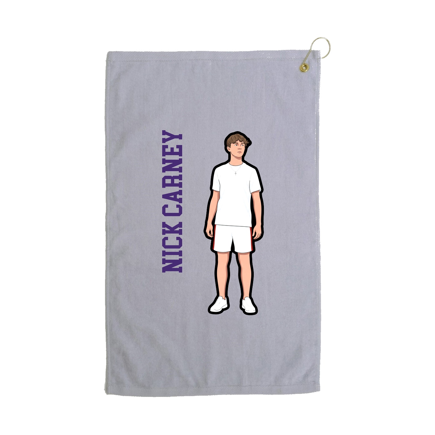 Golf Towel — Name Vertical in Grey