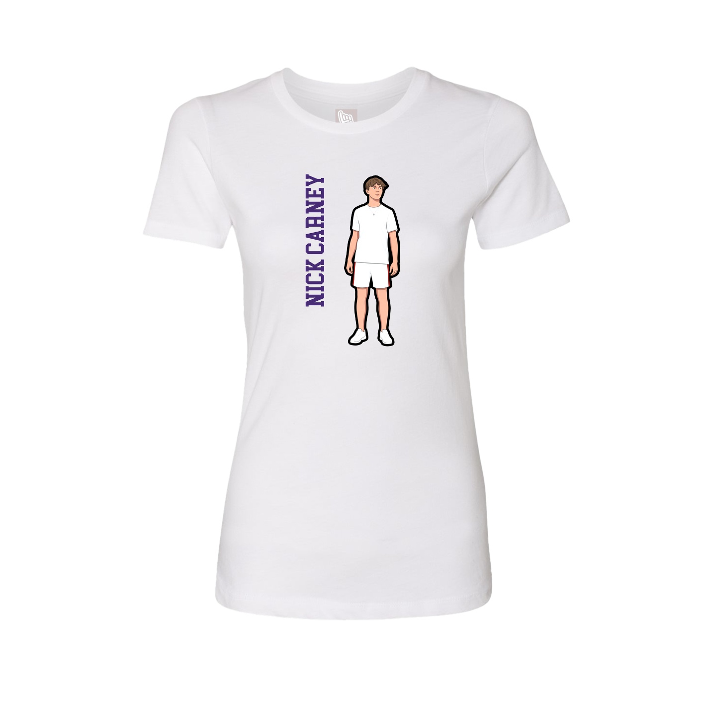 Fitted Women's Tee — Name Vertical in White