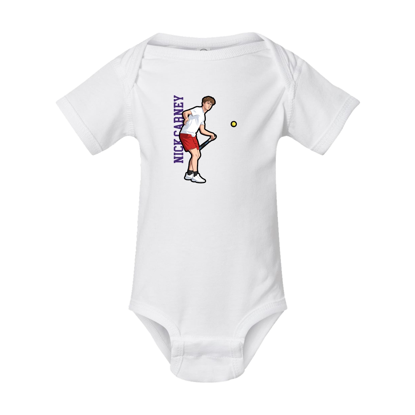 Baby Onesie — Name Vertical in White