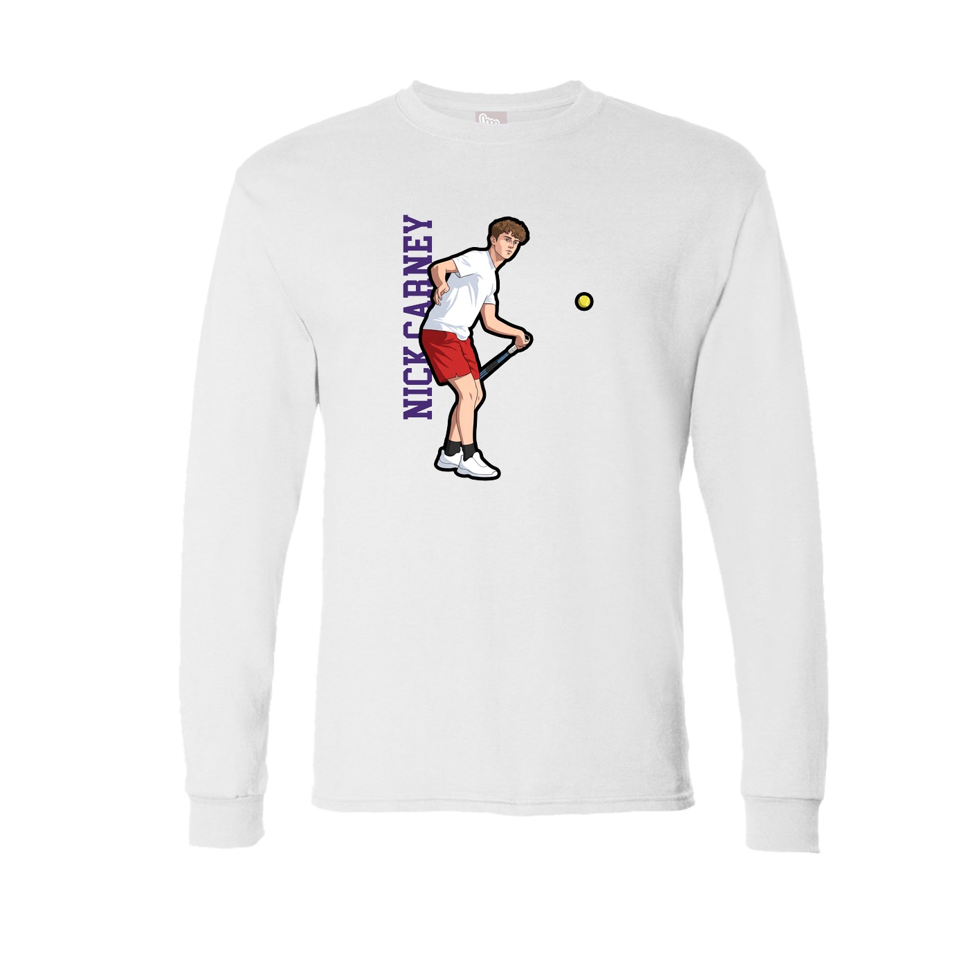 Long Sleeve Tee — Name Vertical in White