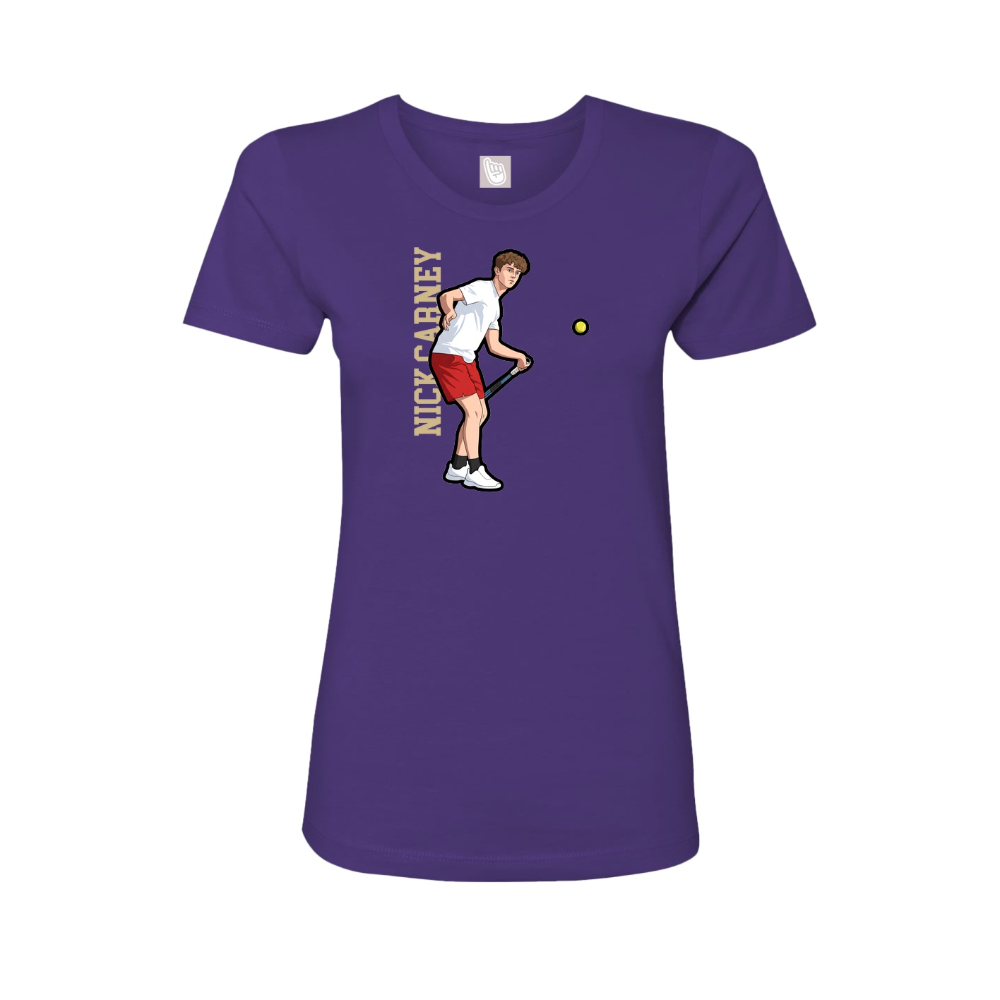 Fitted Women's Tee — Name Vertical in Purple