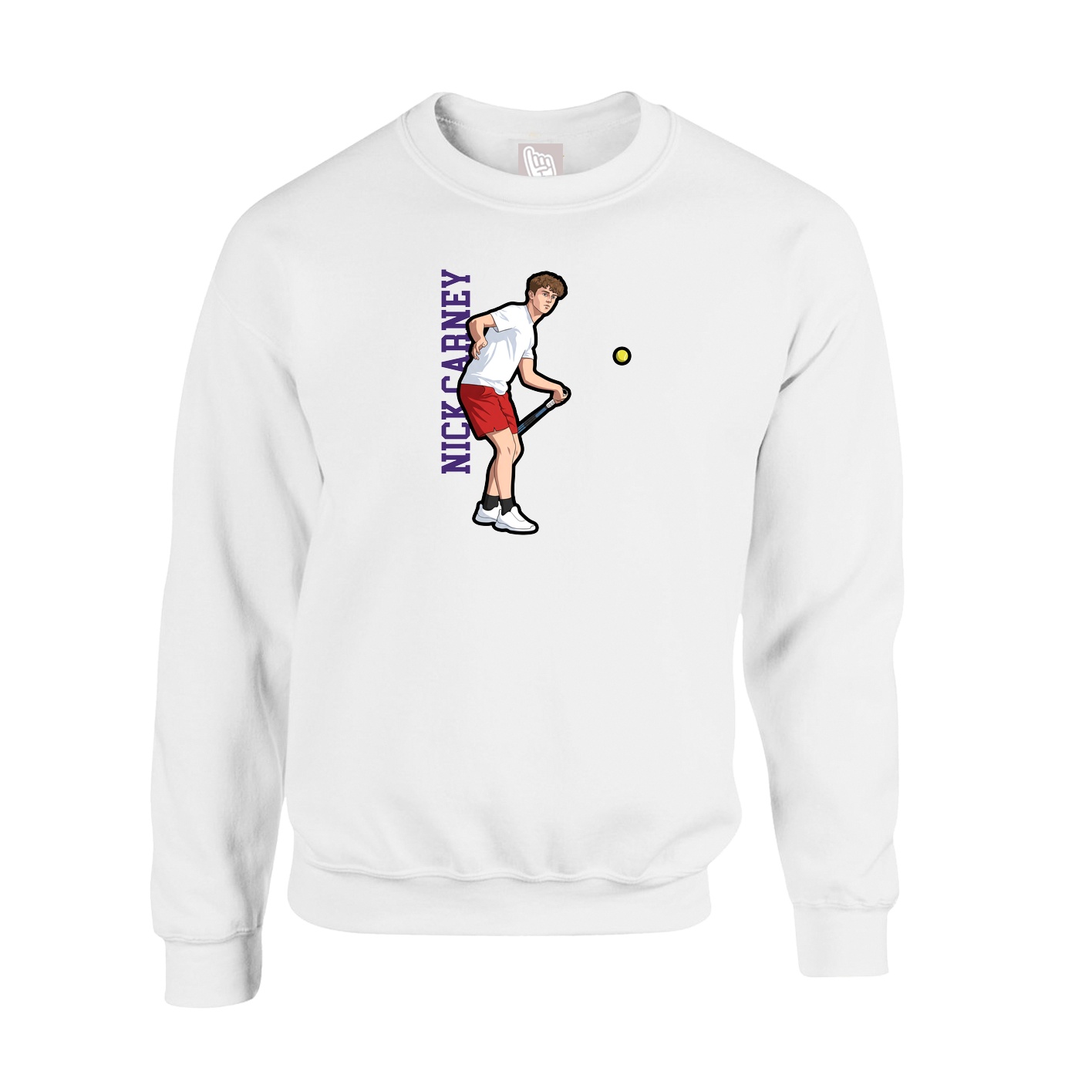 Fleece Crew — Name Vertical in White