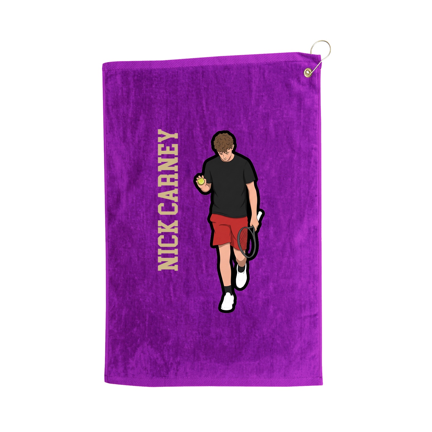 Golf Towel — Name Vertical in Purple