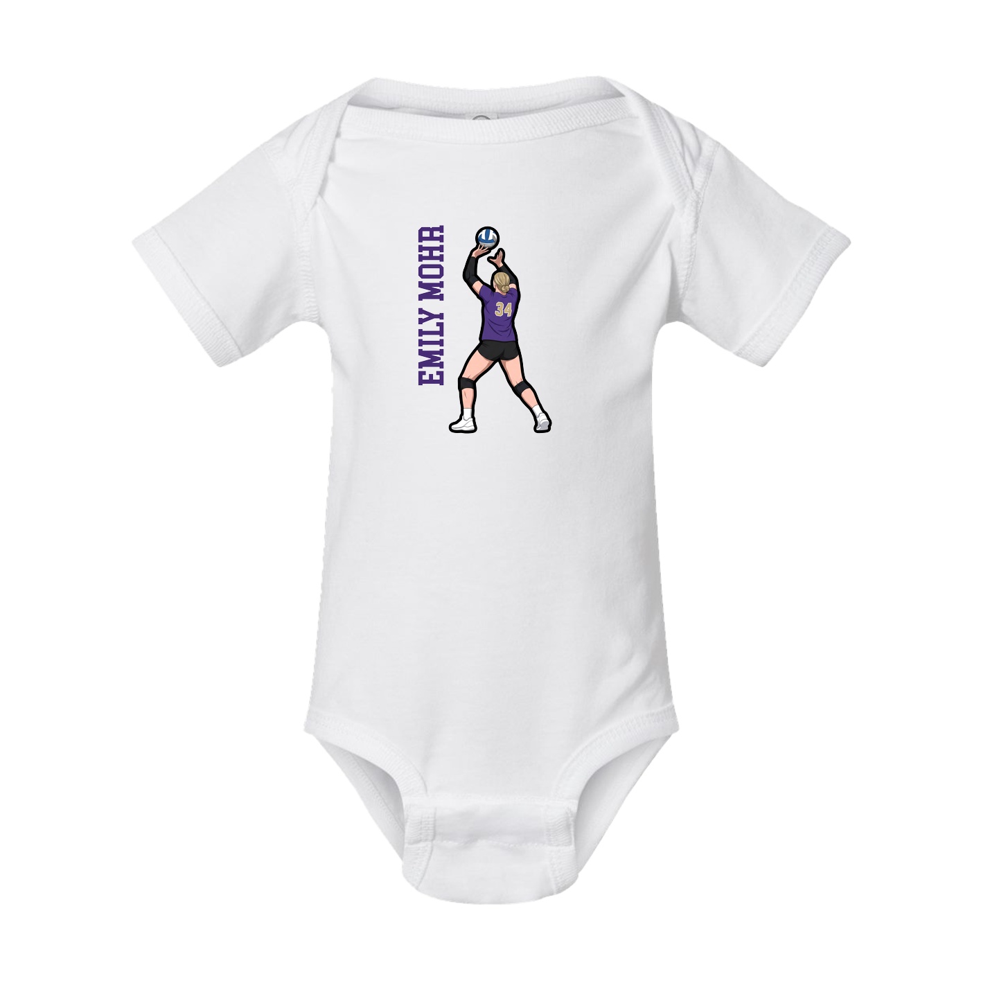 Baby Onesie — Name Vertical in White