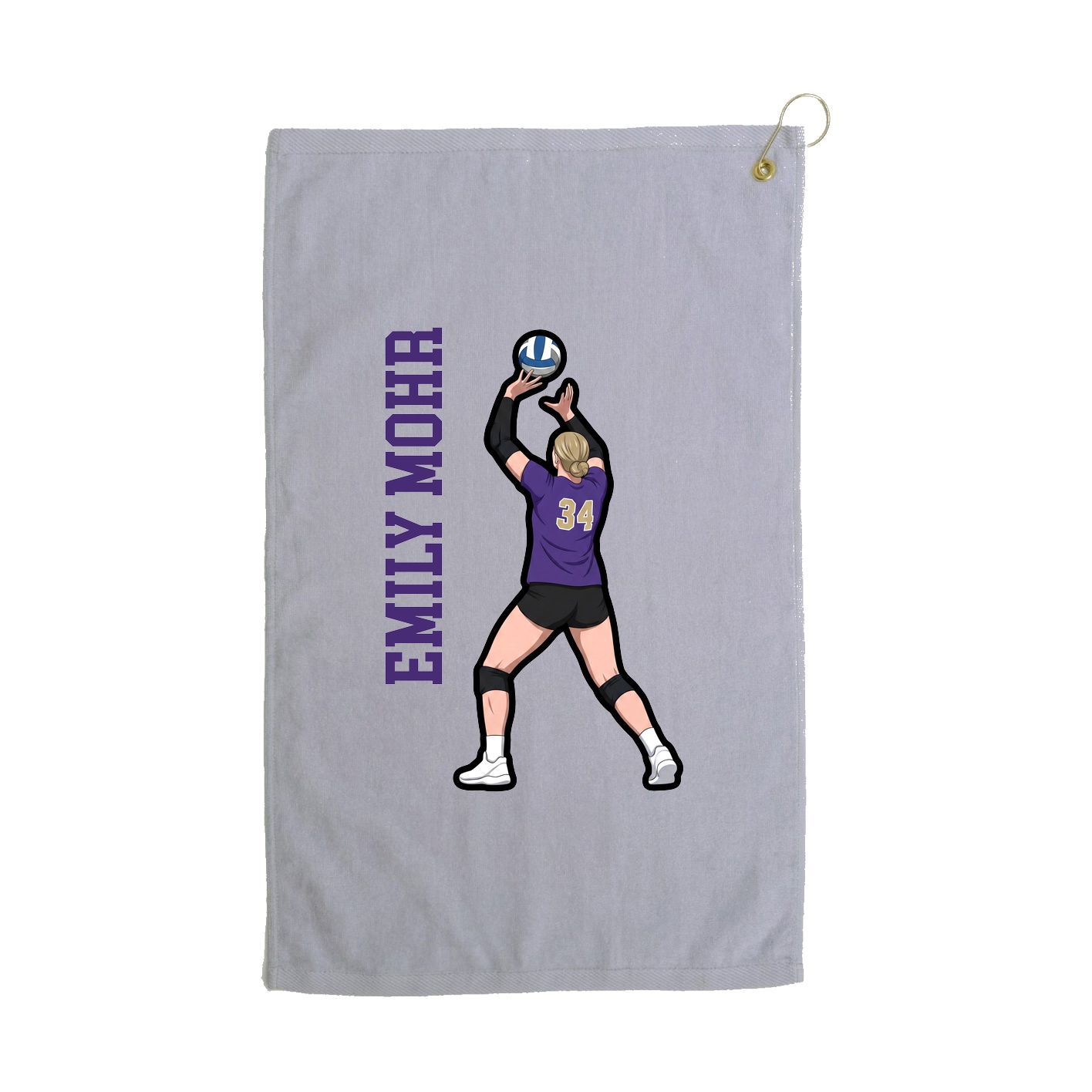 Golf Towel — Name Vertical in Grey