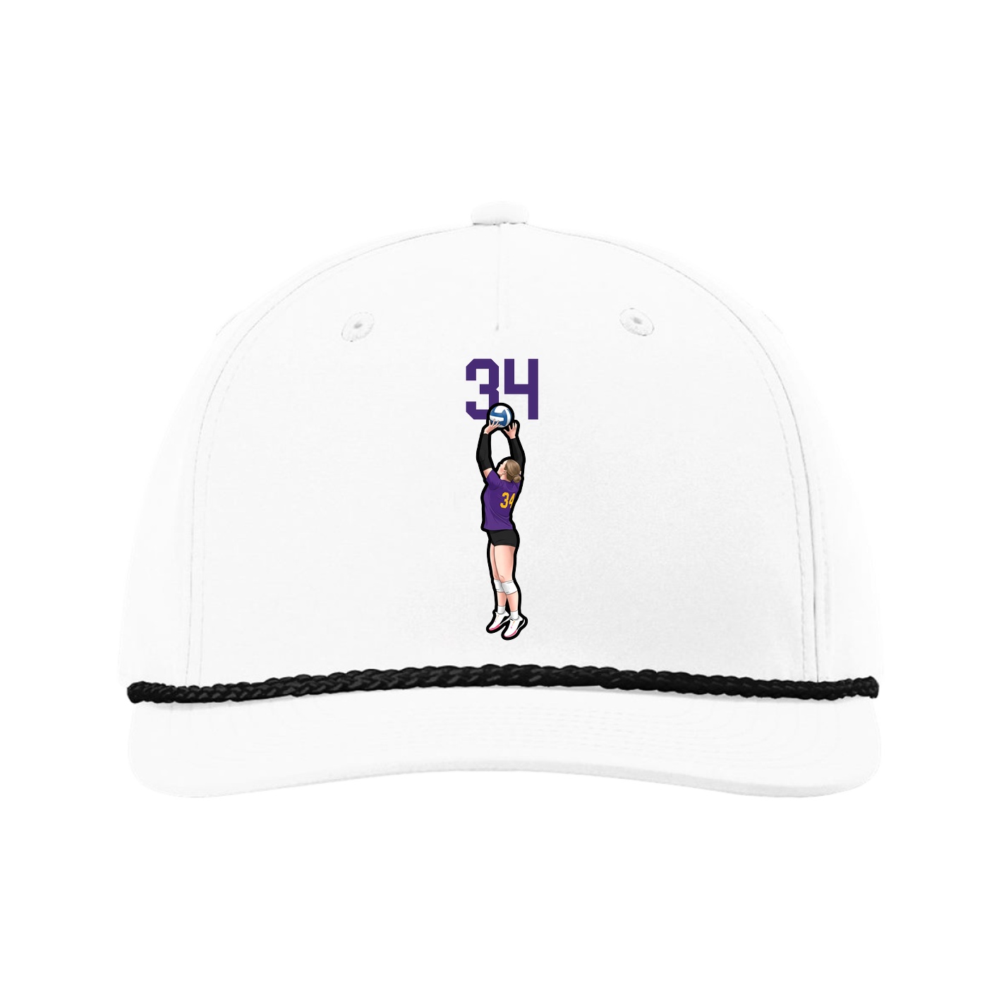 Five-Panel Classic Rope Cap — Number Top in White