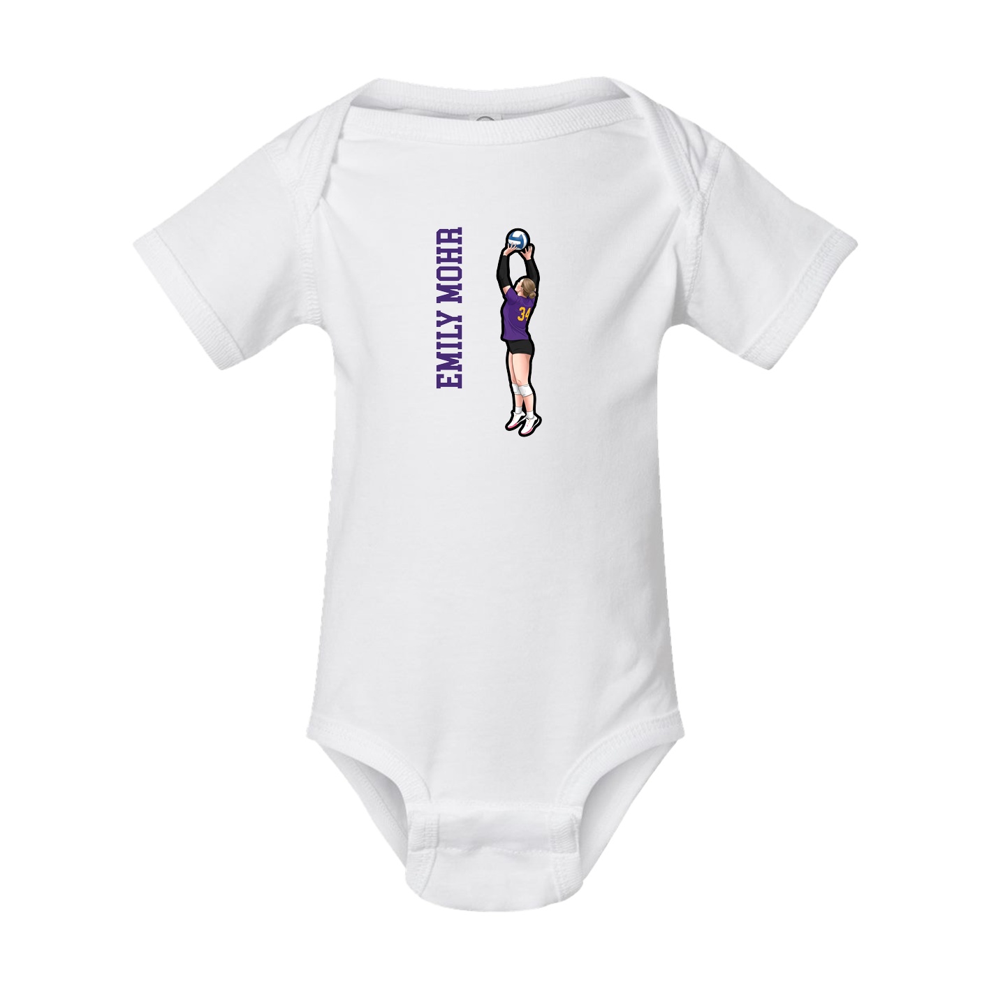 Baby Onesie — Name Vertical in White