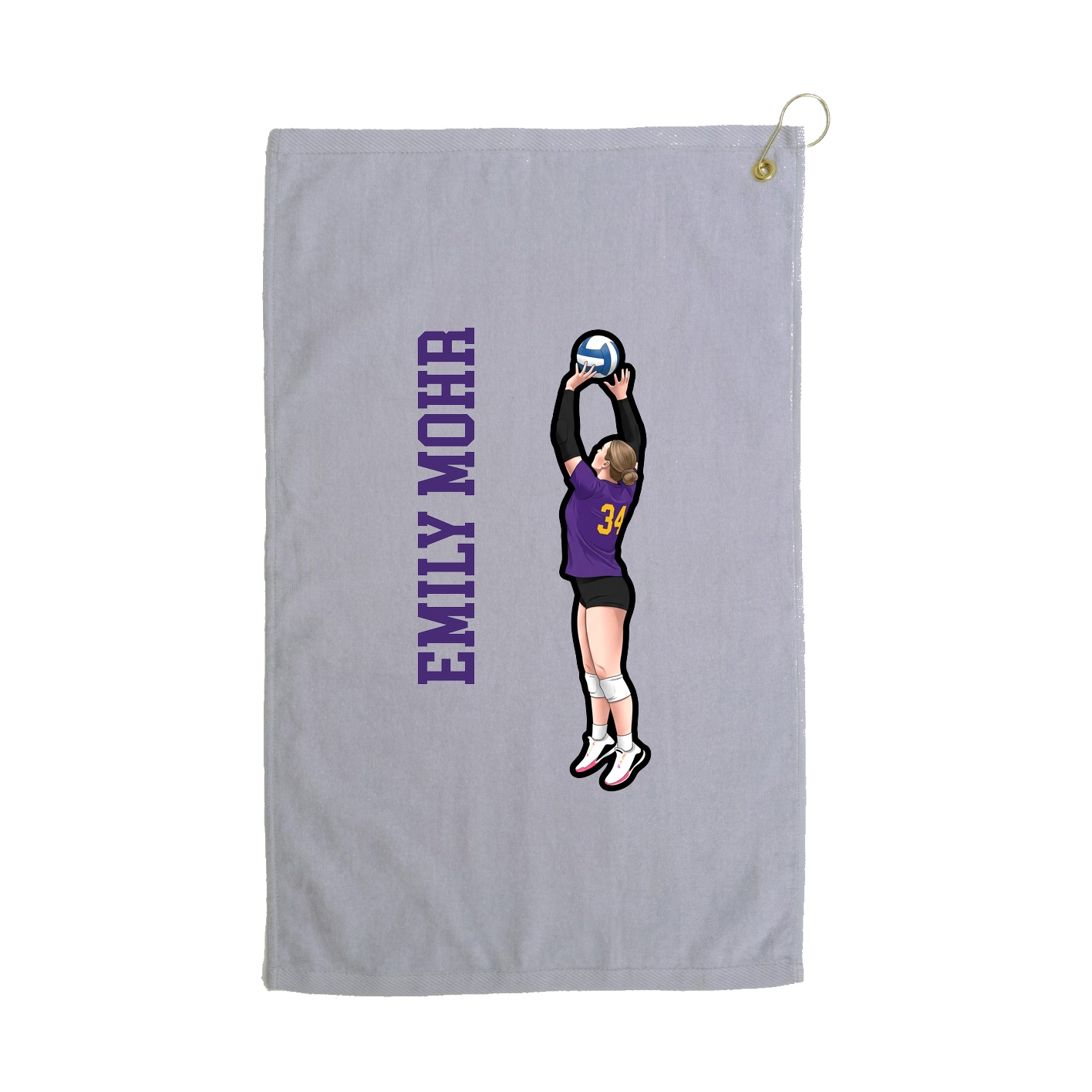 Golf Towel — Name Vertical in Grey
