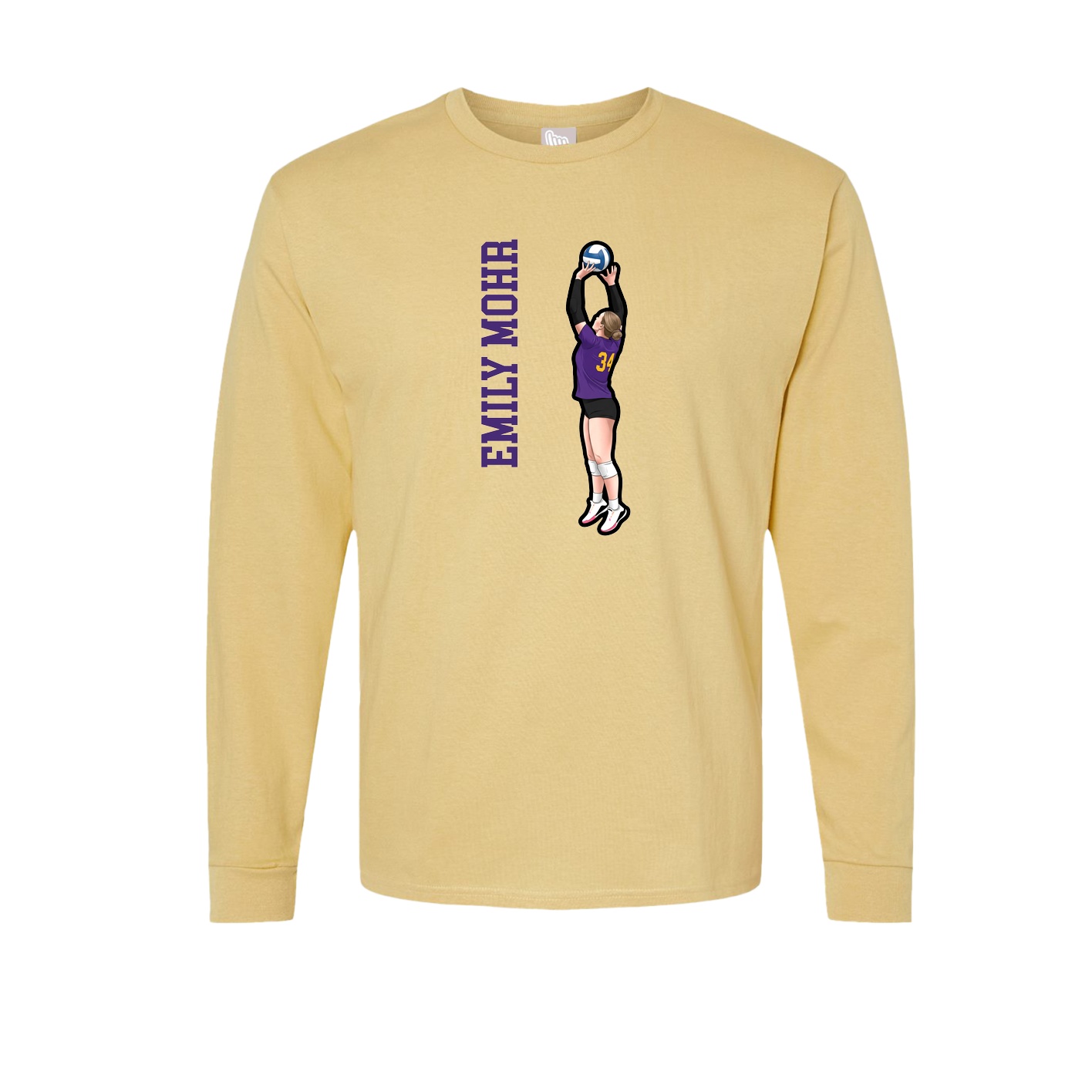 Long Sleeve Tee — Name Vertical in Vegas Gold