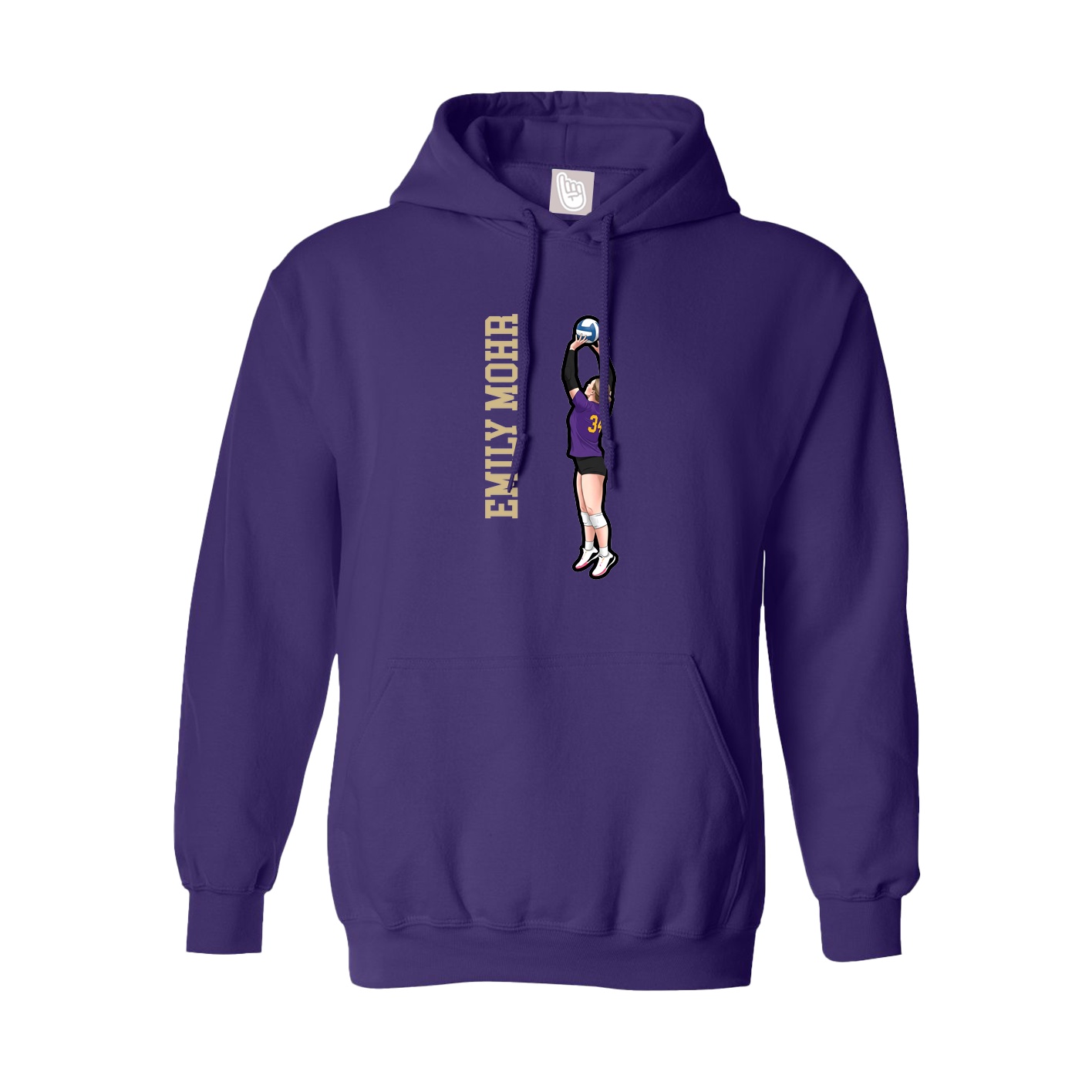 Hoodie — Name Vertical in Purple