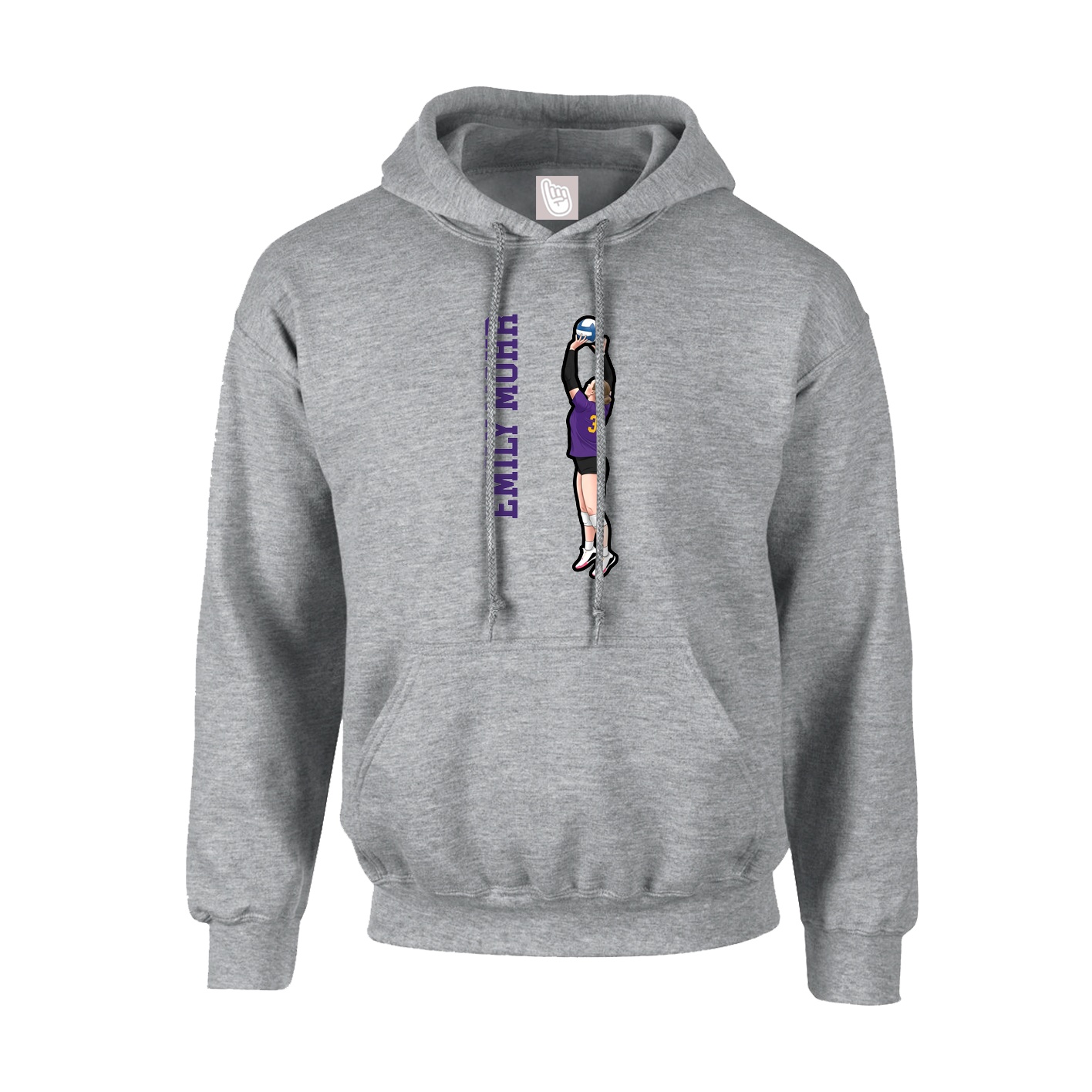 Youth Hoodie — Name Vertical in Grey