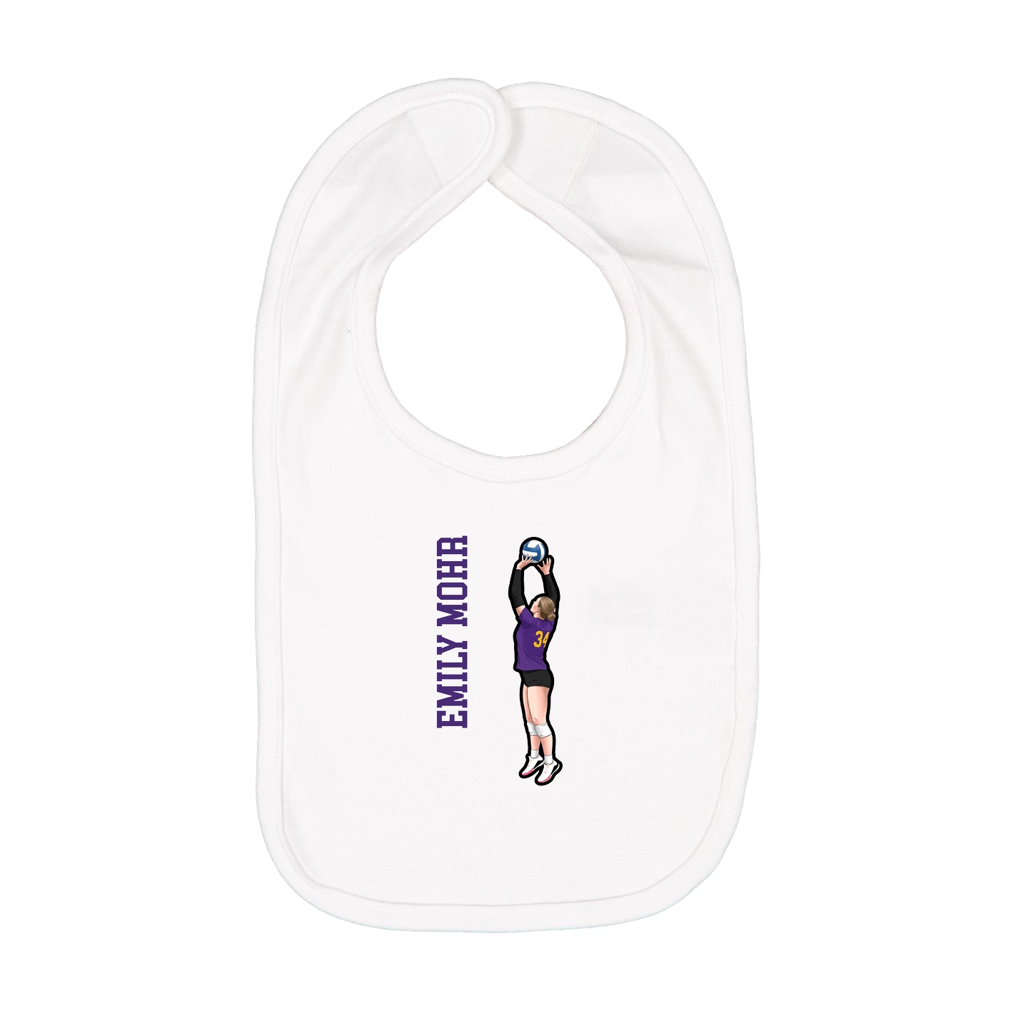 Infant Bib — Name Vertical in White