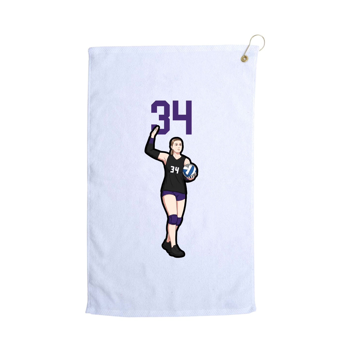 Golf Towel — Number Top in White