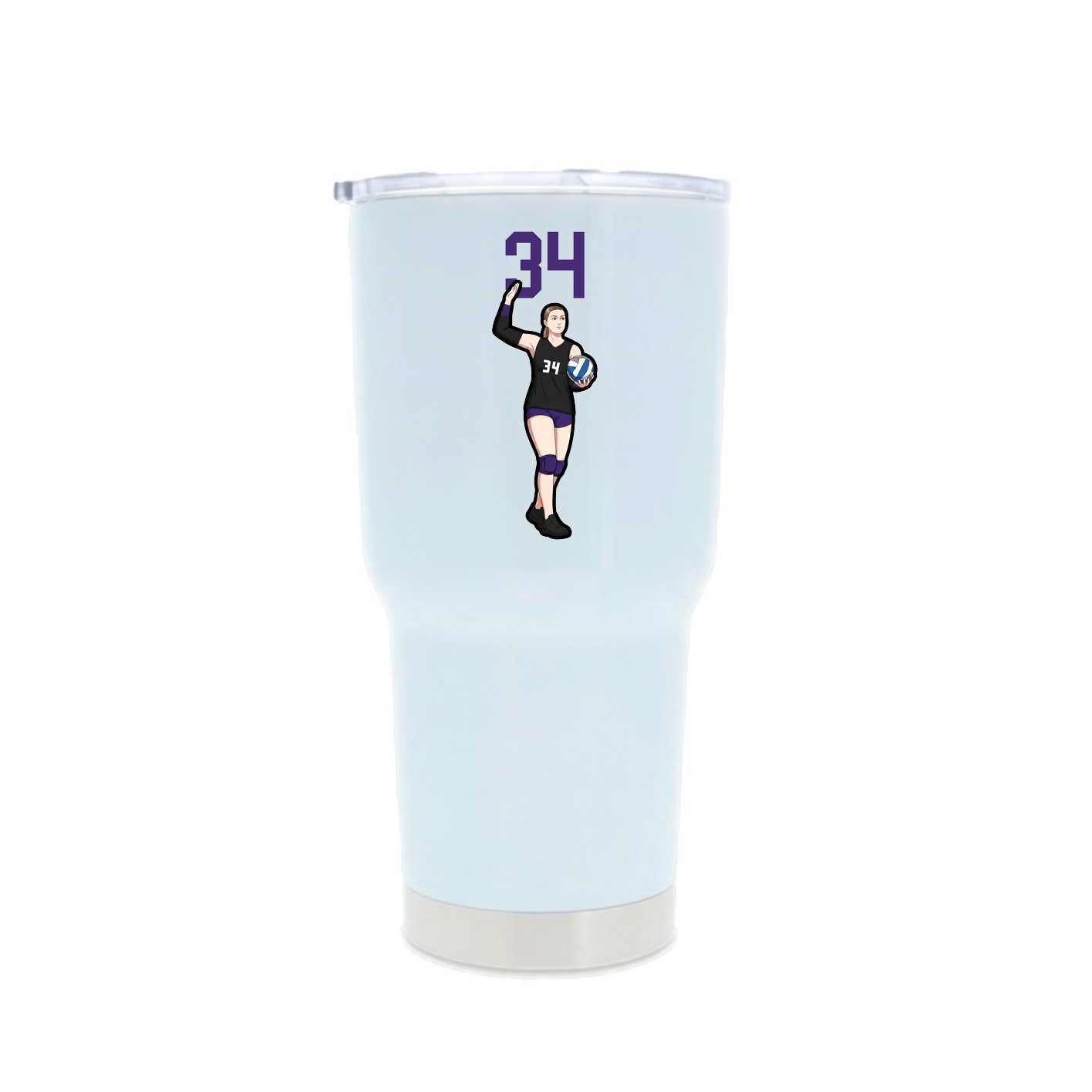 30oz Stainless Steel Tumbler — Number Top in White