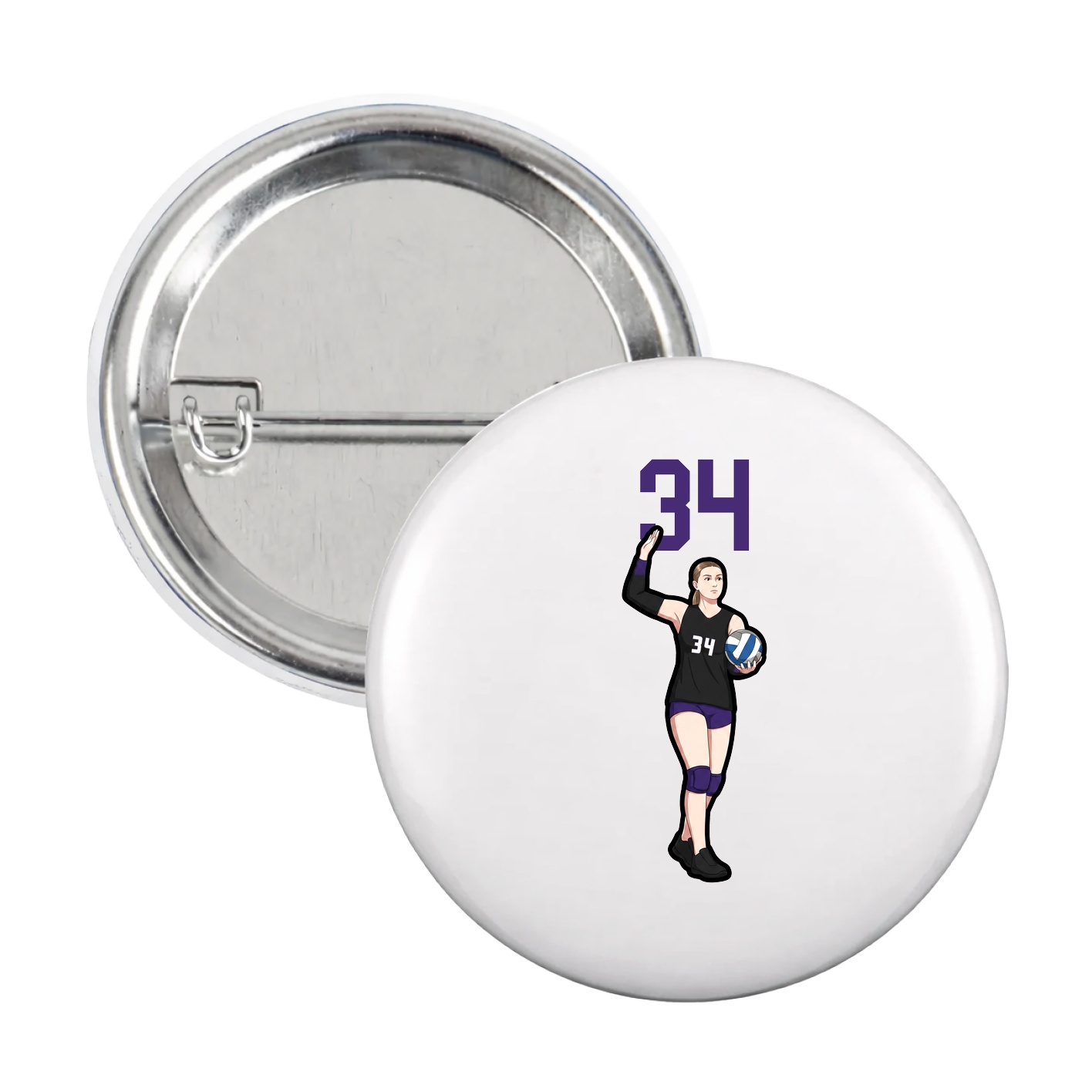Game Day Button — Number Top in White