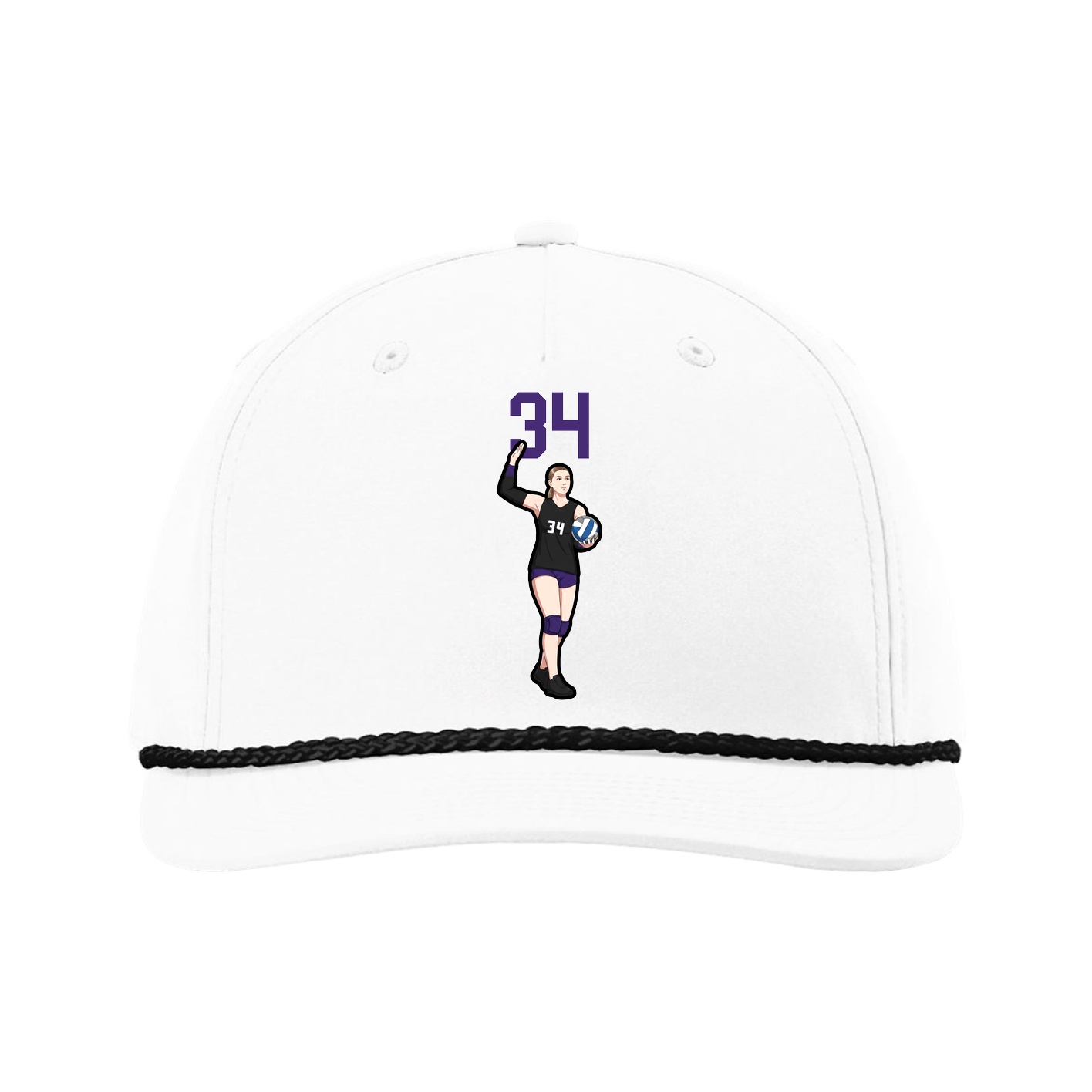Five-Panel Classic Rope Cap — Number Top in White