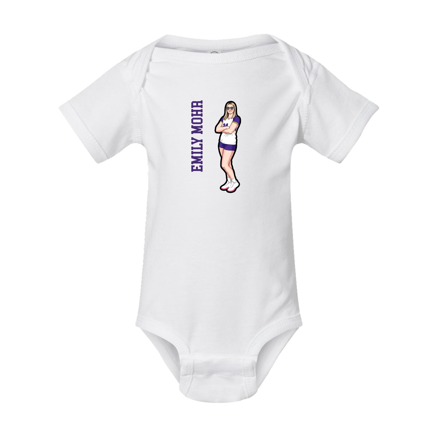 Baby Onesie — Name Vertical in White