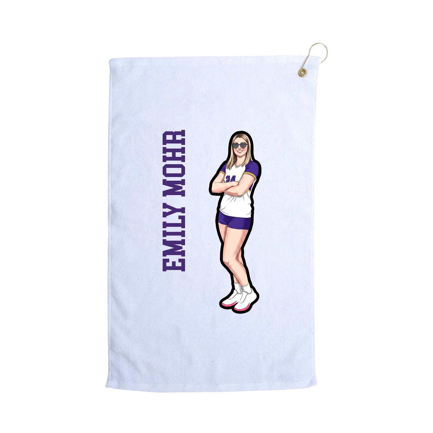 Golf Towel — Name Vertical in White