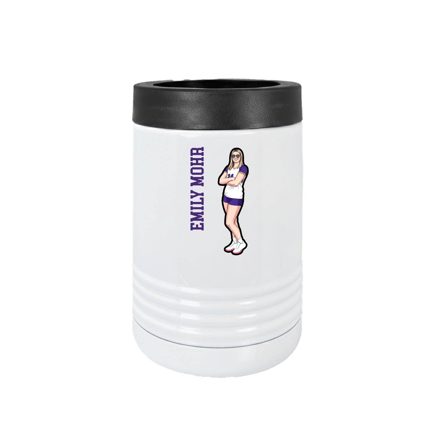 Beverage Holder — Name Vertical in White