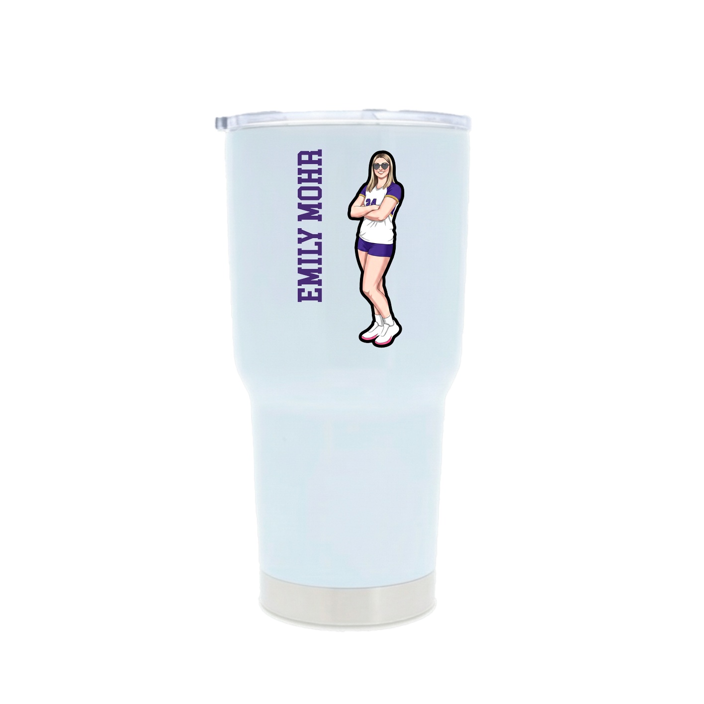 30oz Stainless Steel Tumbler — Name Vertical in White
