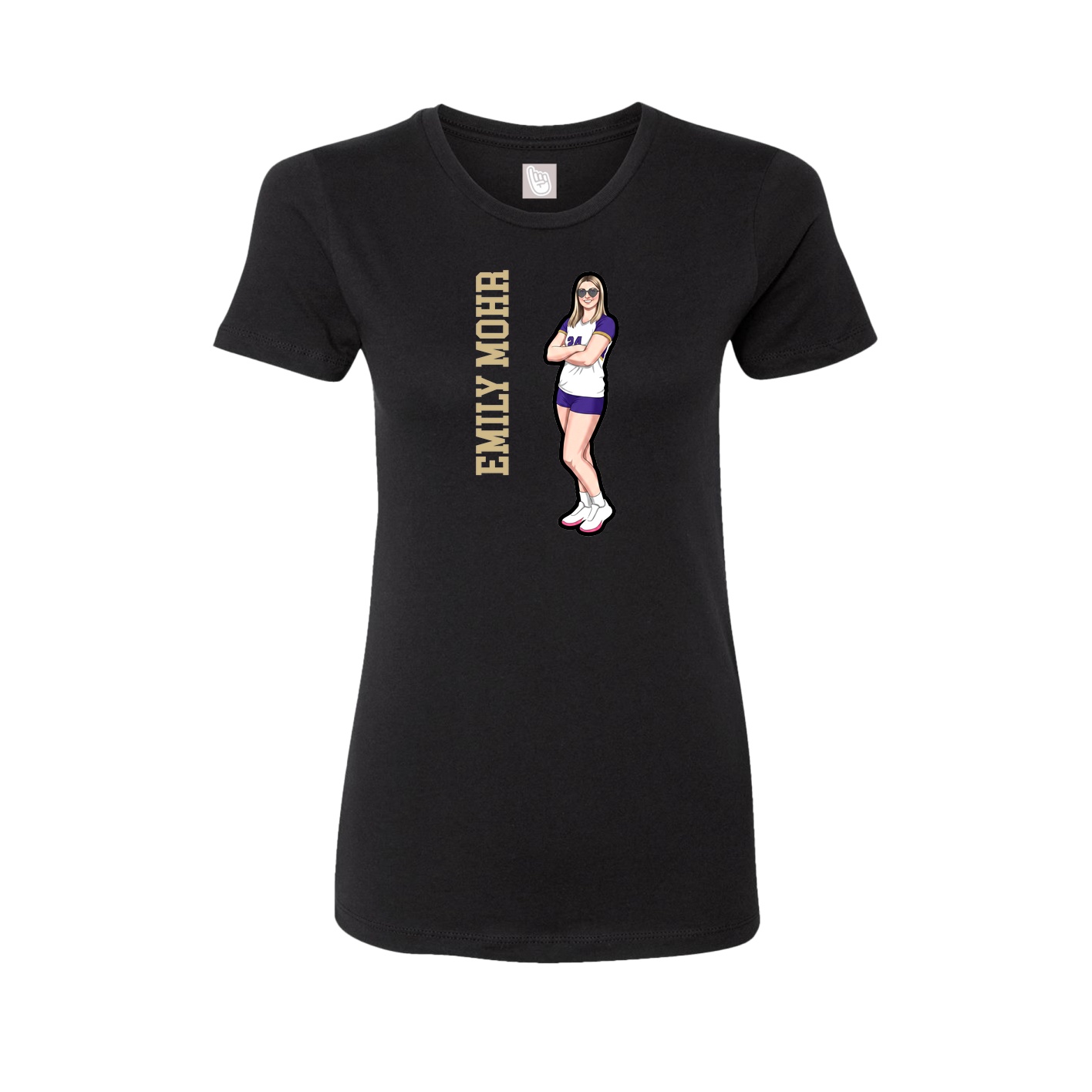 Womens Tee — Name Vertical in Black