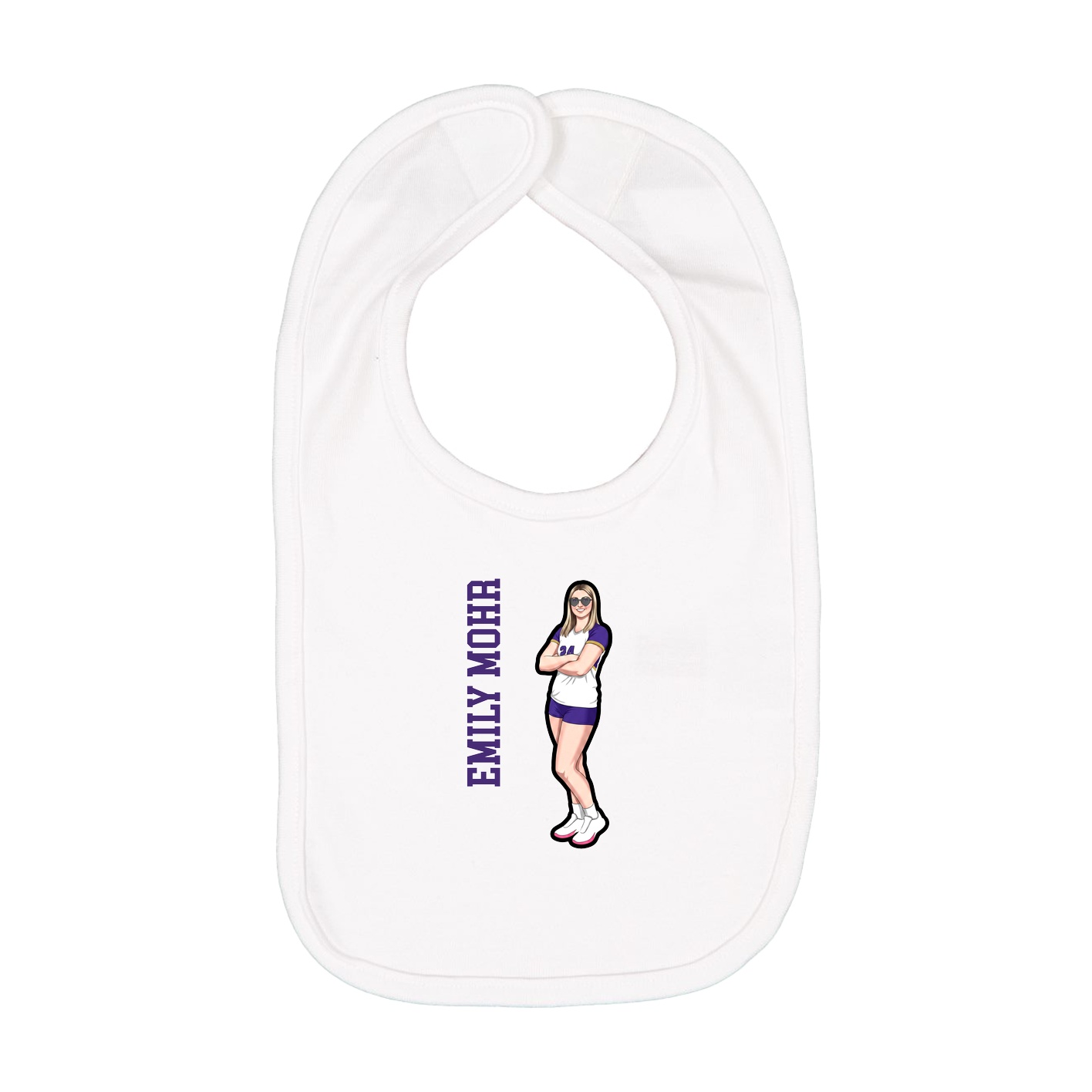 Infant Bib — Name Vertical in White