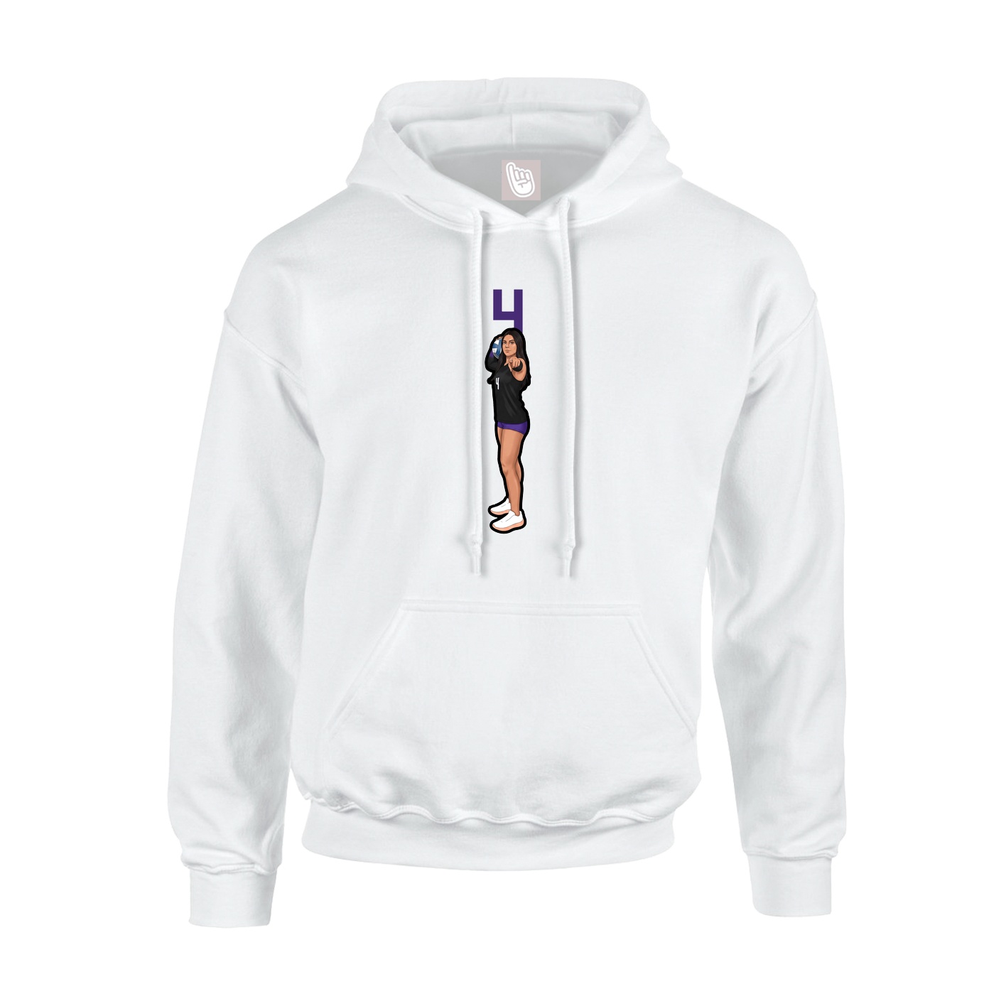 Youth Hoodie — Number Top in White