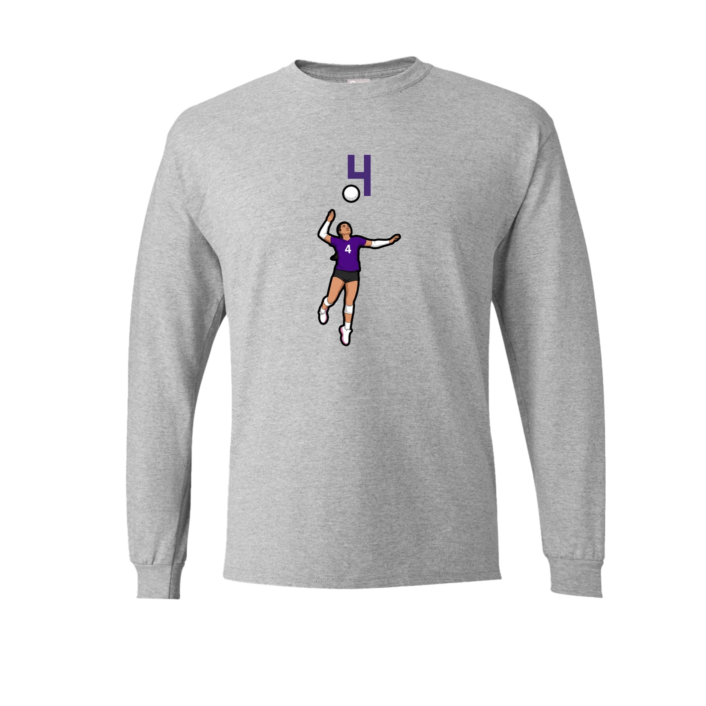 Long Sleeve Tee — Number Top in Grey