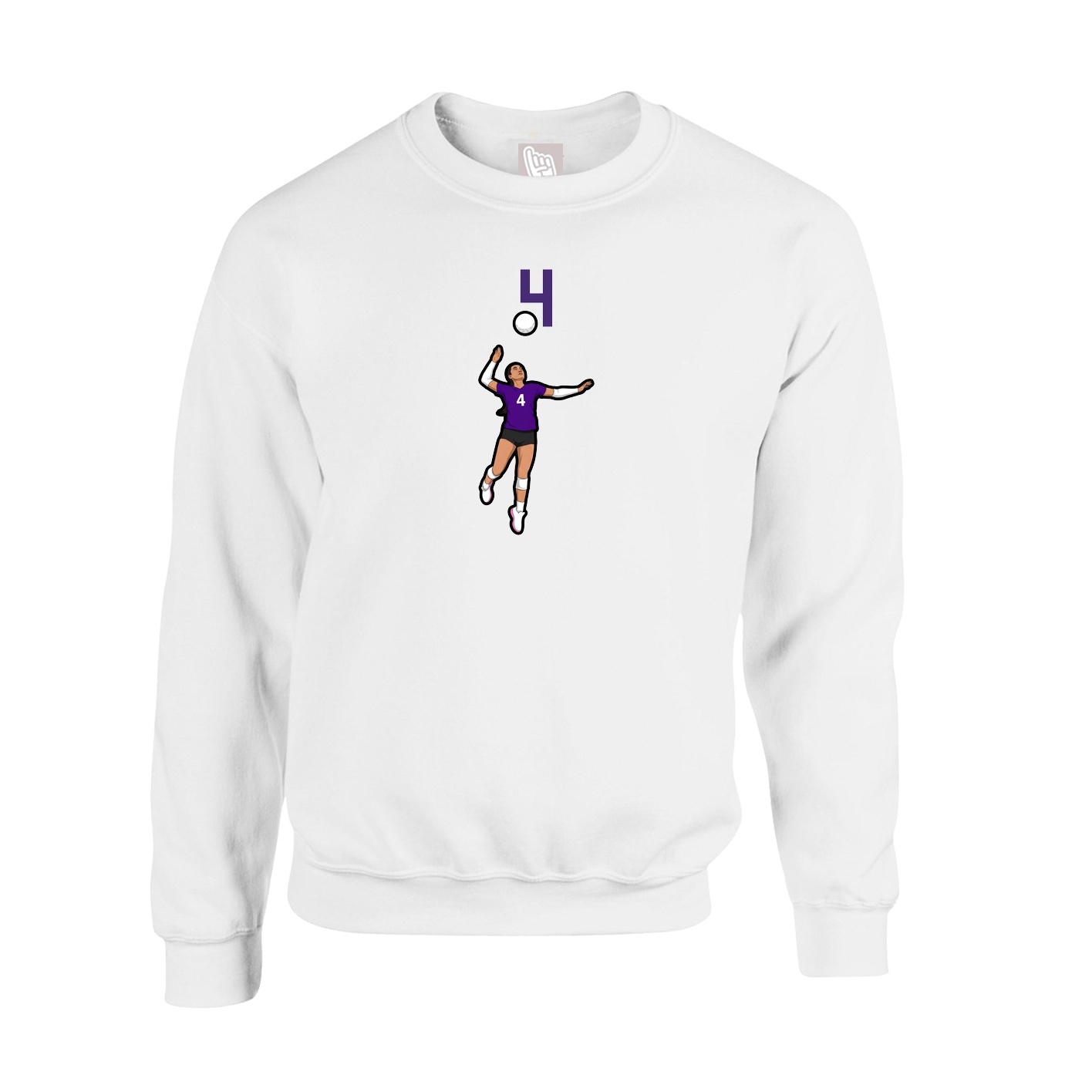 Fleece Crew — Number Top in White