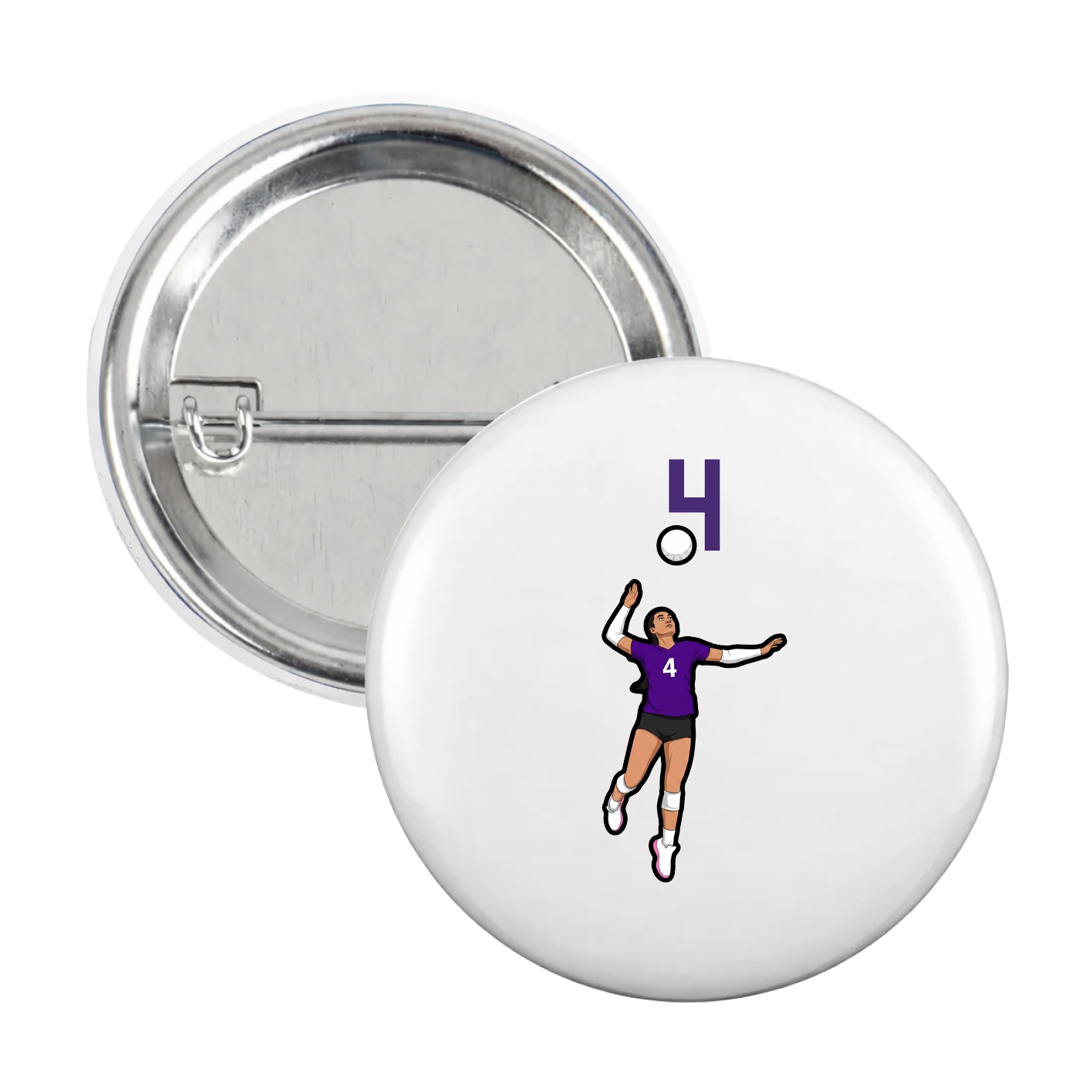 Game Day Button — Number Top in White