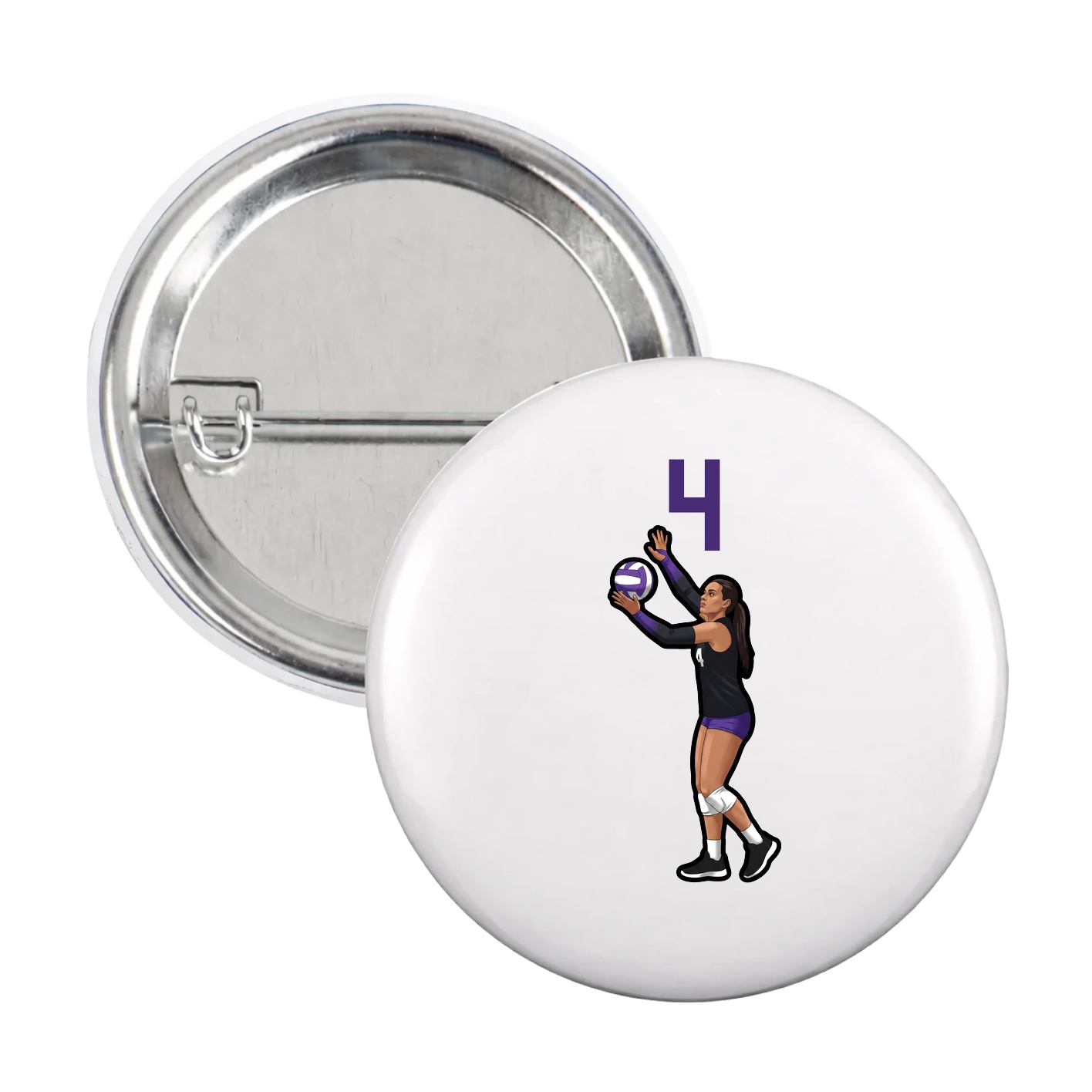Game Day Button — Number Top in White