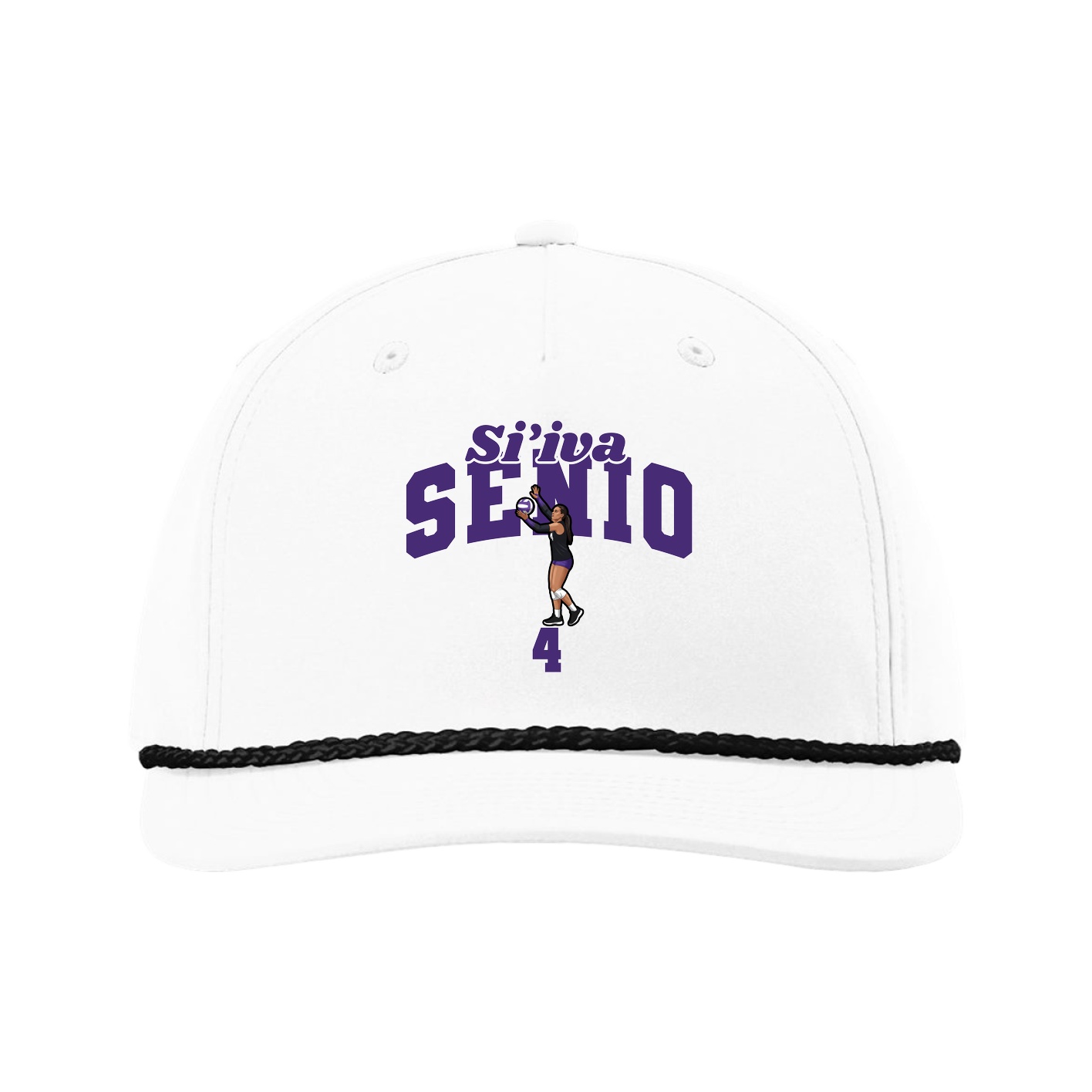 Five-Panel Classic Rope Cap — Signature Arch in White