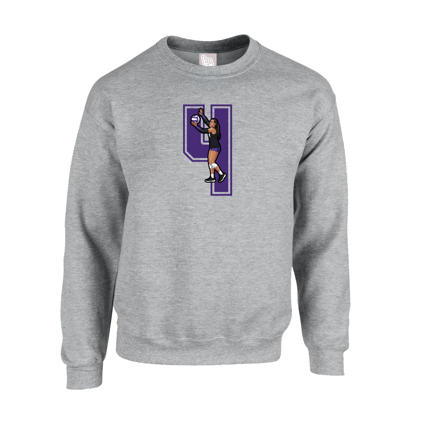 Fleece Crew — Number in Grey