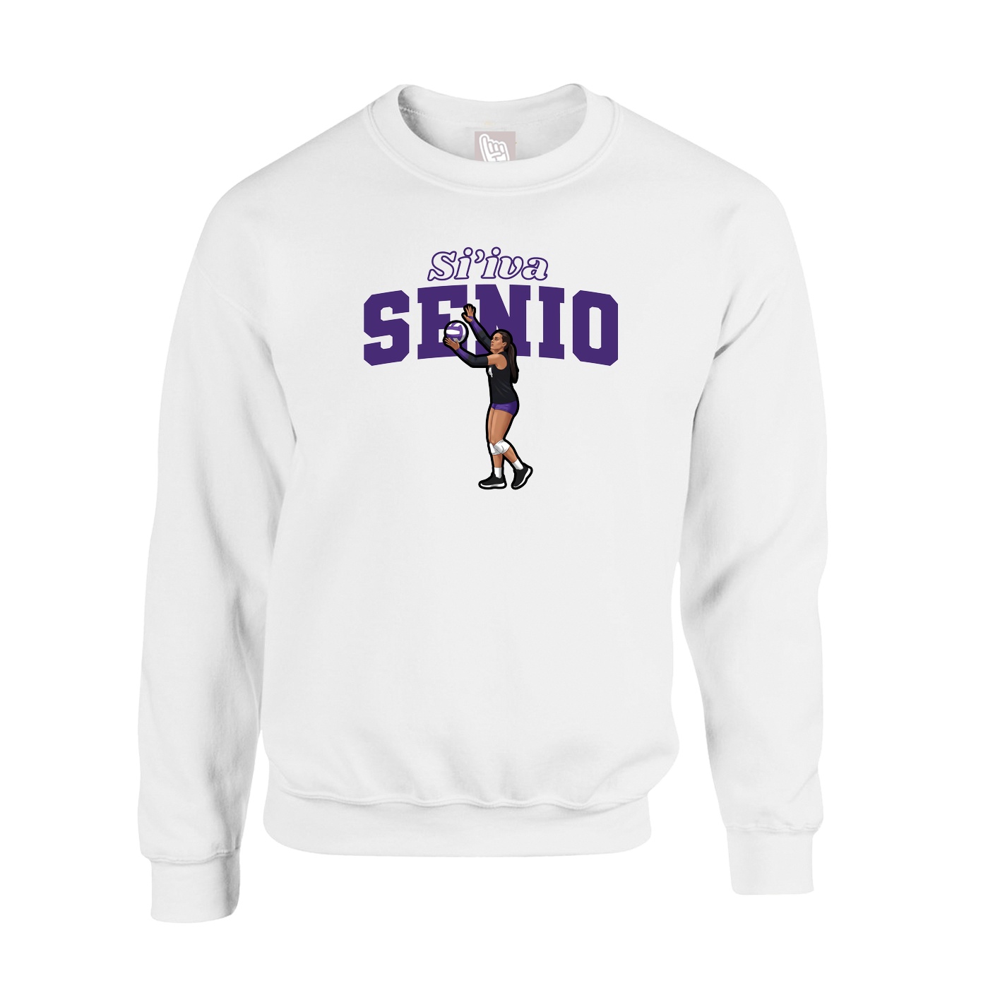 Fleece Crew — Name Arch in White