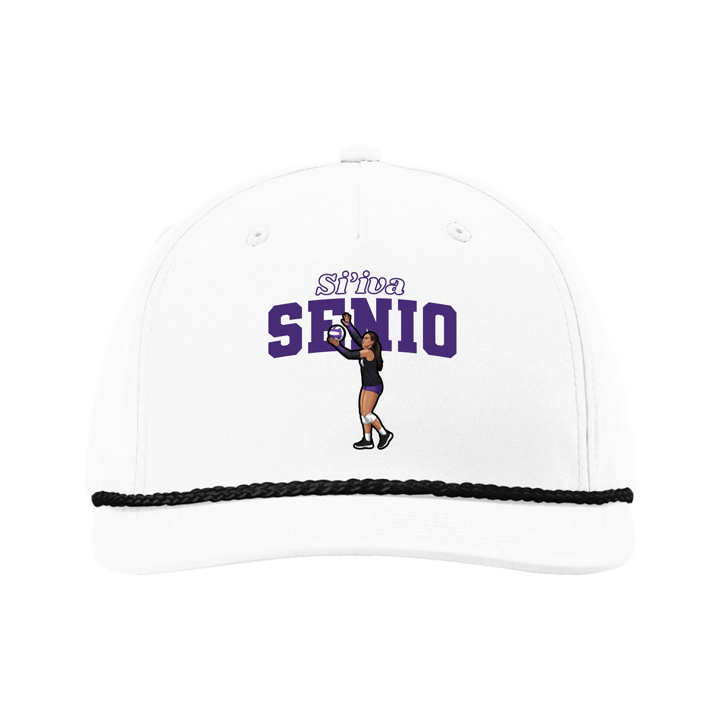 Five-Panel Classic Rope Cap — Name Arch in White