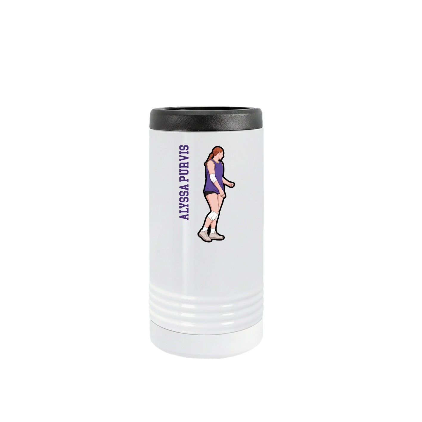 Slim Beverage Holder — Name Vertical in White