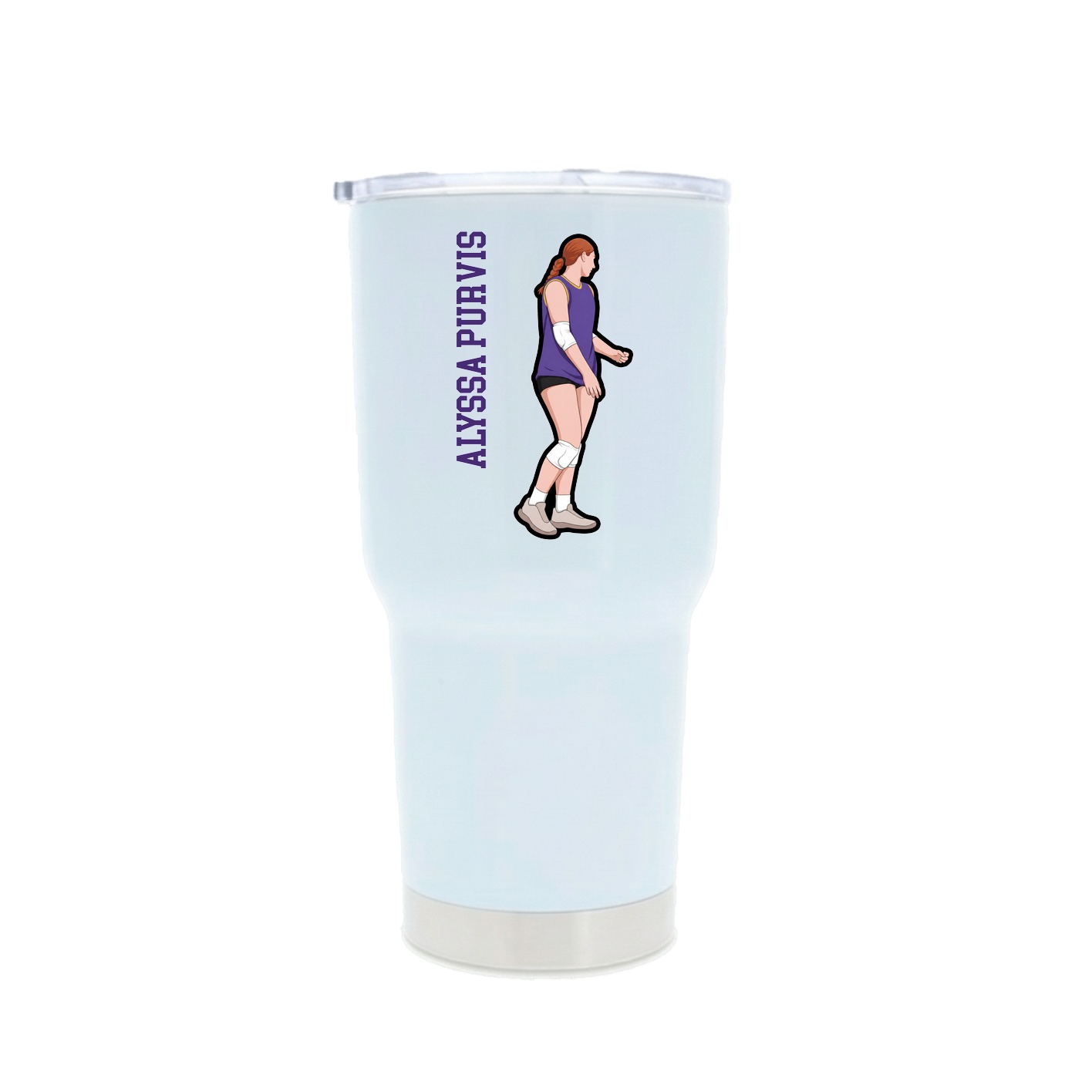 30oz Stainless Steel Tumbler — Name Vertical in White