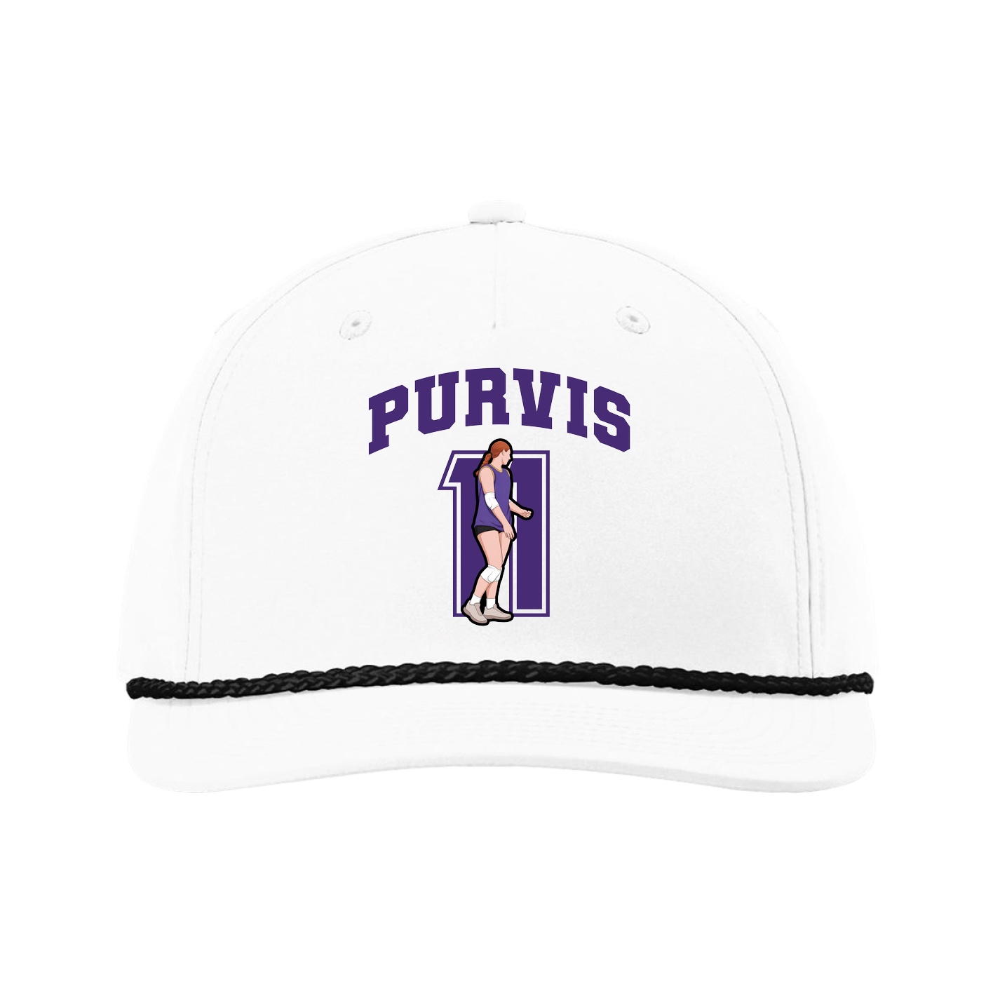 Five-Panel Classic Rope Cap — Number in White