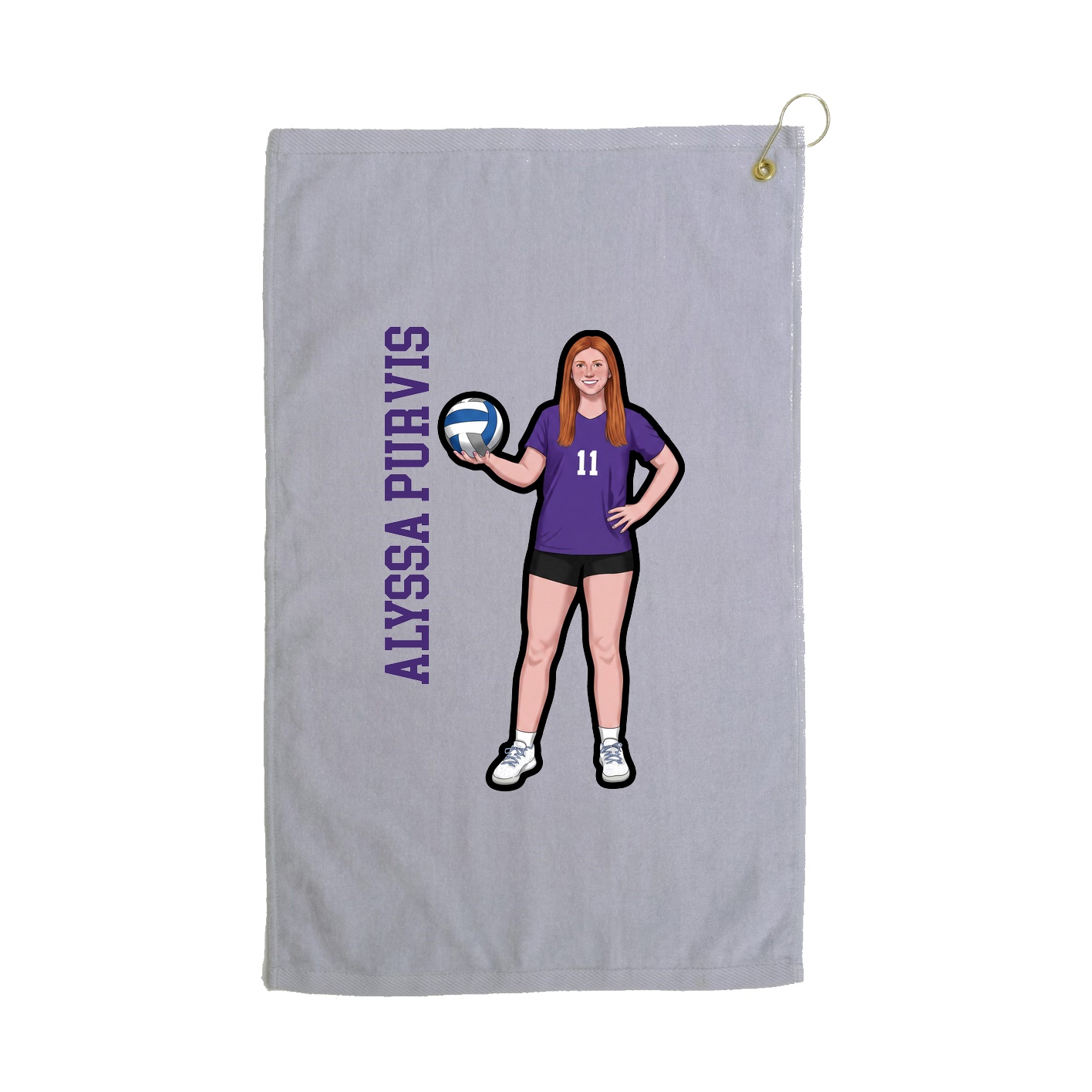 Golf Towel — Name Vertical in Grey