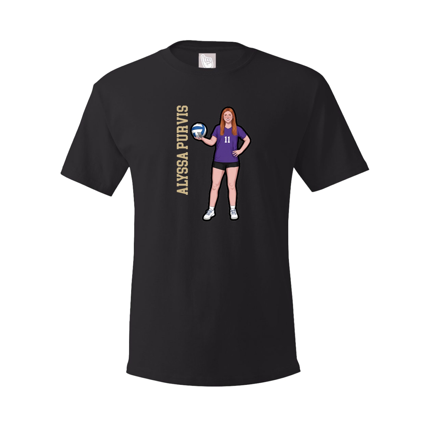 Youth Tee — Name Vertical in Black